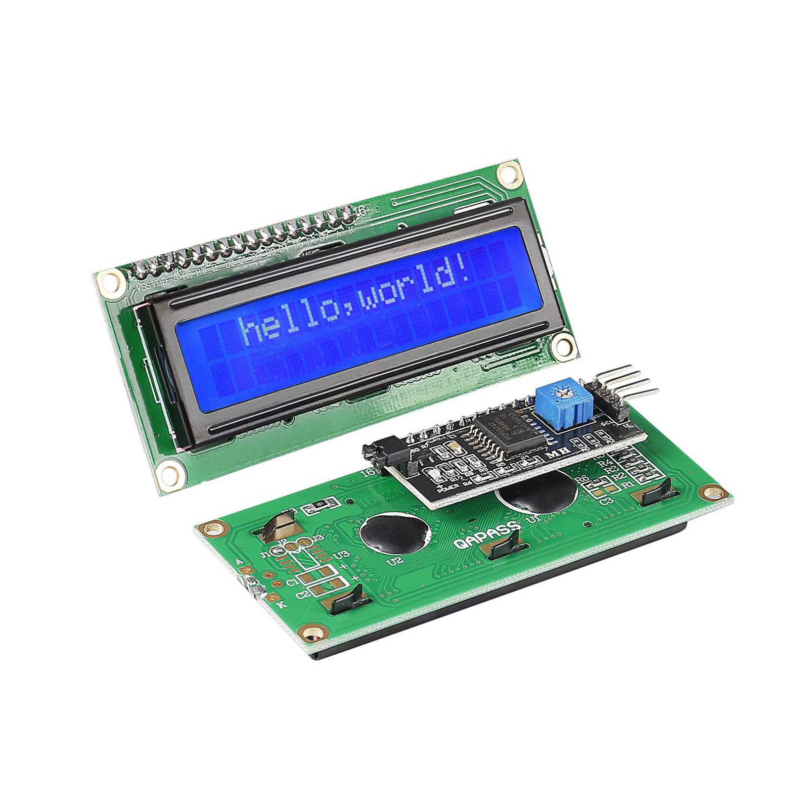 Paquete de 20 módulos de pantalla LCD LCD1602 de 16 x 2 caracteres en fila de caracteres con retroiluminación azul, módulo LCD PCF8574T PCF8574 IIC I2C para Raspberry Pi Arduino STM32 DIY