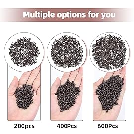 Vlasy 400Pcs 4mm Silicone Lined Micro Ring Beads for Hair Extensions 5Colors Apply (400Pcs Blonde)
