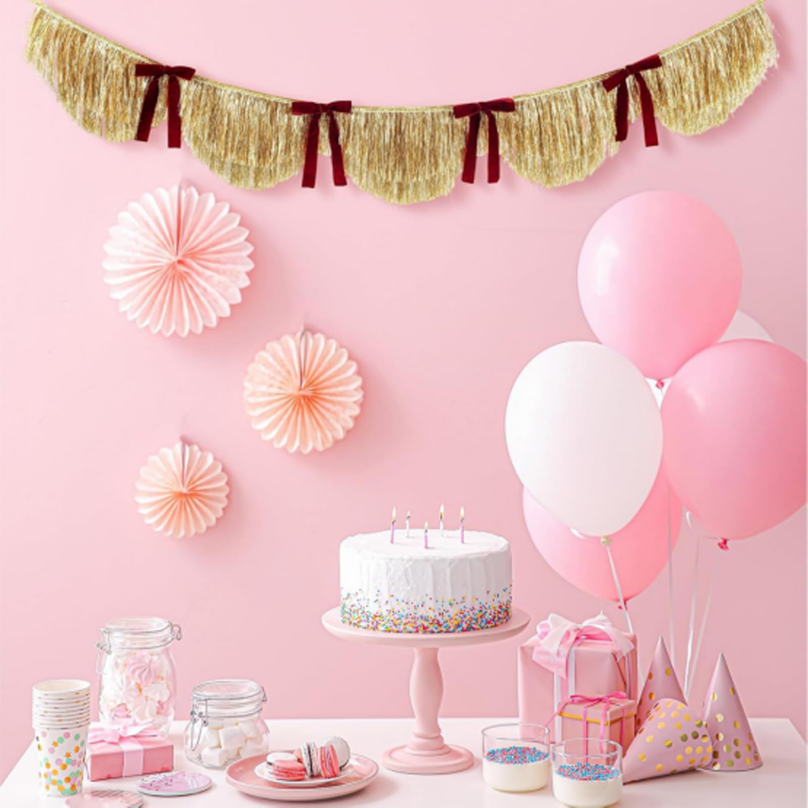 2 Stück Lametta Fransen Girlande,Doppelreihige Fringe Garland,Wellige Lamettagirlanden,Party Deko Girlanden,Fransengirlande Mit Schleife,Für Geburtstage,Mottoparty,Hochzeit(20x150cm),Silber