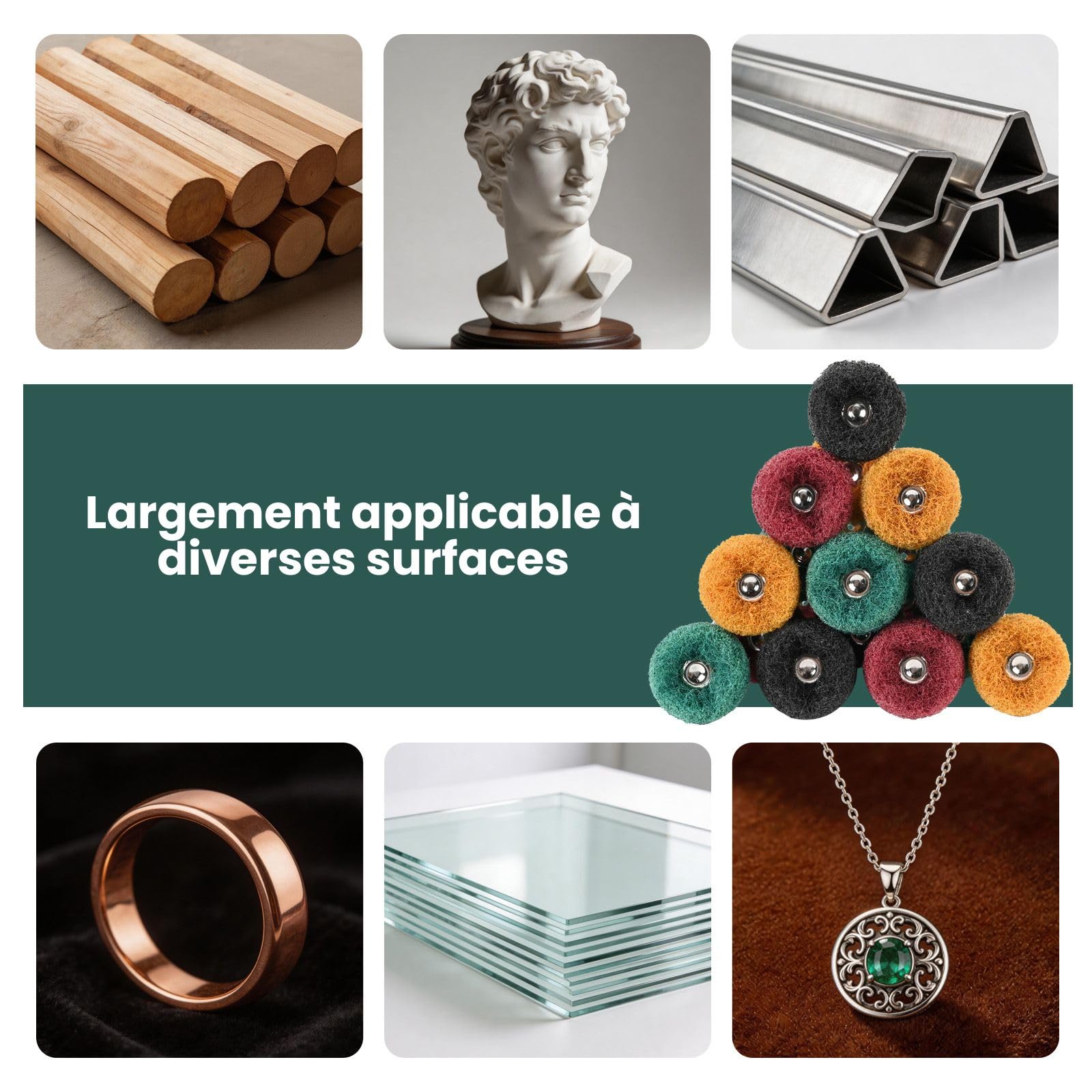 120 Pièces Polissage Perceuse Kit 25mm, Grain 80/150/240/400 | pour Bois Calcul Bijoux Plaque de Cadran Accessoires Dremel Polissage Abrasif Outils Rotatifs Dremel