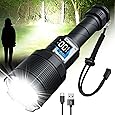Rechargeable Flashlights High Lumens MAX 150000 Lumen,Super Bright LED Flashlight,High Powered Brightest Flashlight for Emergencies/Camping Gear,Zoomable,Waterproof,5 Modes,USB Handheld Flash Light