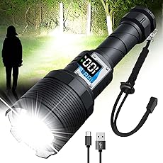 Rechargeable Flashlights High Lumens MAX 150000 Lumen,Super Bright LED Flashlight,High Powered Brightest Flashlight for Emergencies/Camping Gear,Zoomable,Waterproof,5 Modes,USB Handheld Flash Light