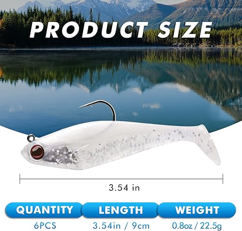 Miniatura 2 de Gotour Señuelos de pesca suaves sin malas hierbas para agua dulce y salada, cebos de pesca premontados de primera calidad para pesca de lubina, cebo