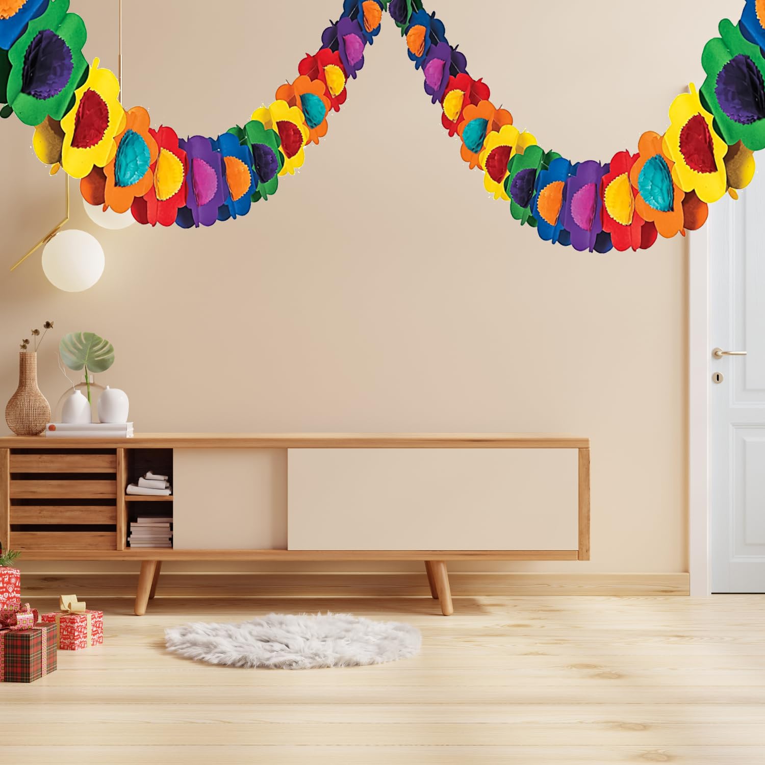 RmKbe 2pcs Fiesta Paper Flower Garland Hawaiian Luau Party Garland Tissue Paper Flower Garland Multicolored Paper Tissue Banner for Hawaiian Party Supplies (3m) - Image 3