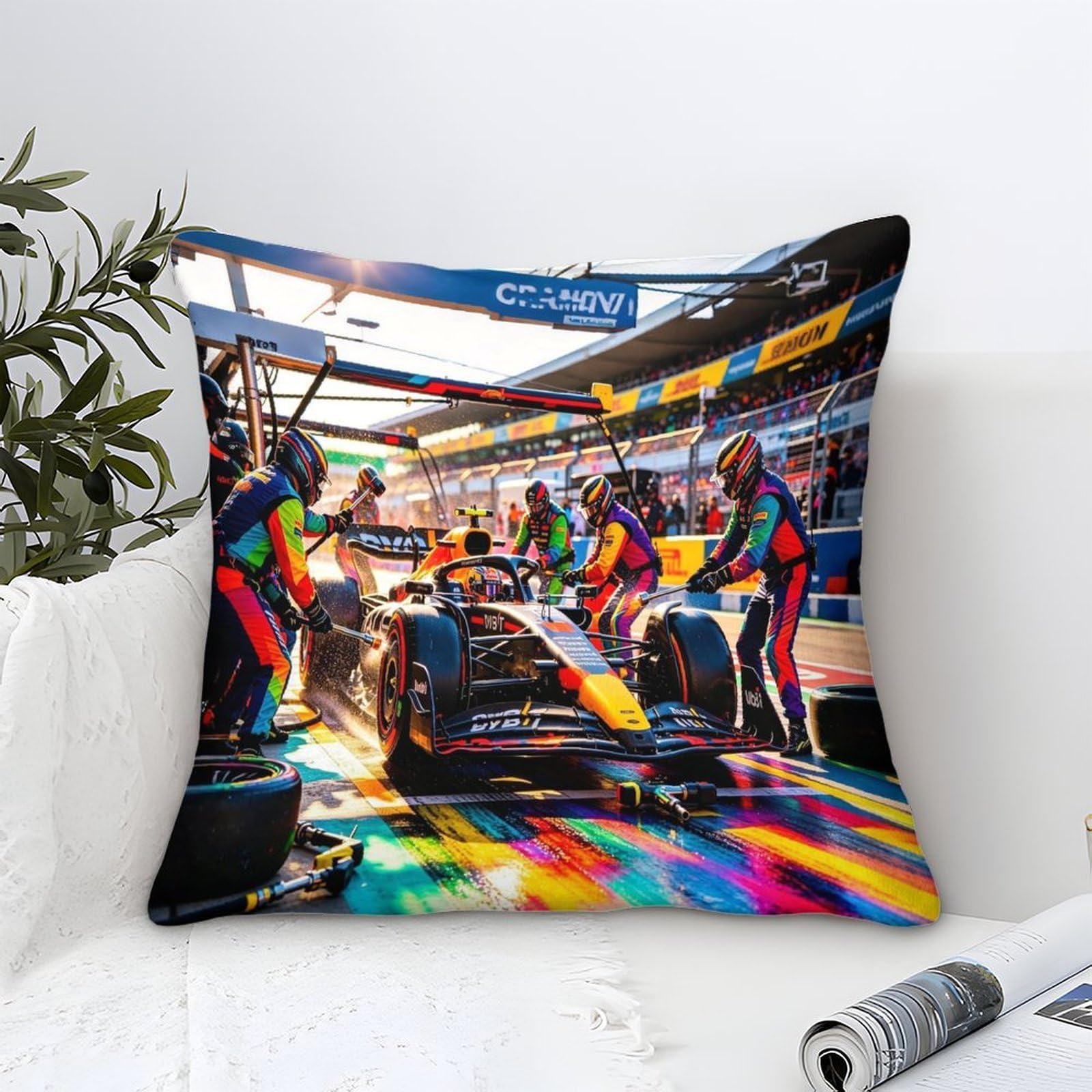 Dafufbw Formulaa Racing-5 Pit Stop Cushion Cover 50X50cm Formulaa Racing Throw Pillow Cover For Couch Sofa Home Decor, Microfiber
