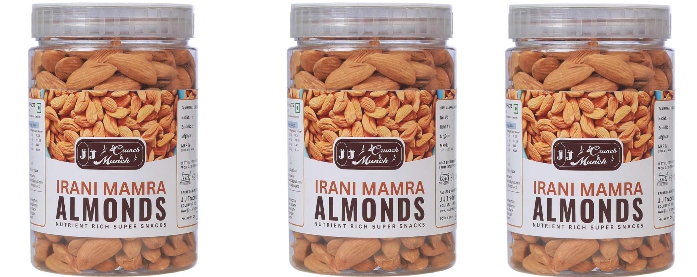J J crunch N munch 100% Natural and Premium Iranian Mamra Almonds Baadaam - Grade - AAA Quality & Bold Size Bidam dry nuts healthy food Rich in Oil, More Nutritious, dry fruits Mamra Badam (250gm) Packf of 3 (B0CVGZSBNB) Amazon Price History, Amazon Price Tracker