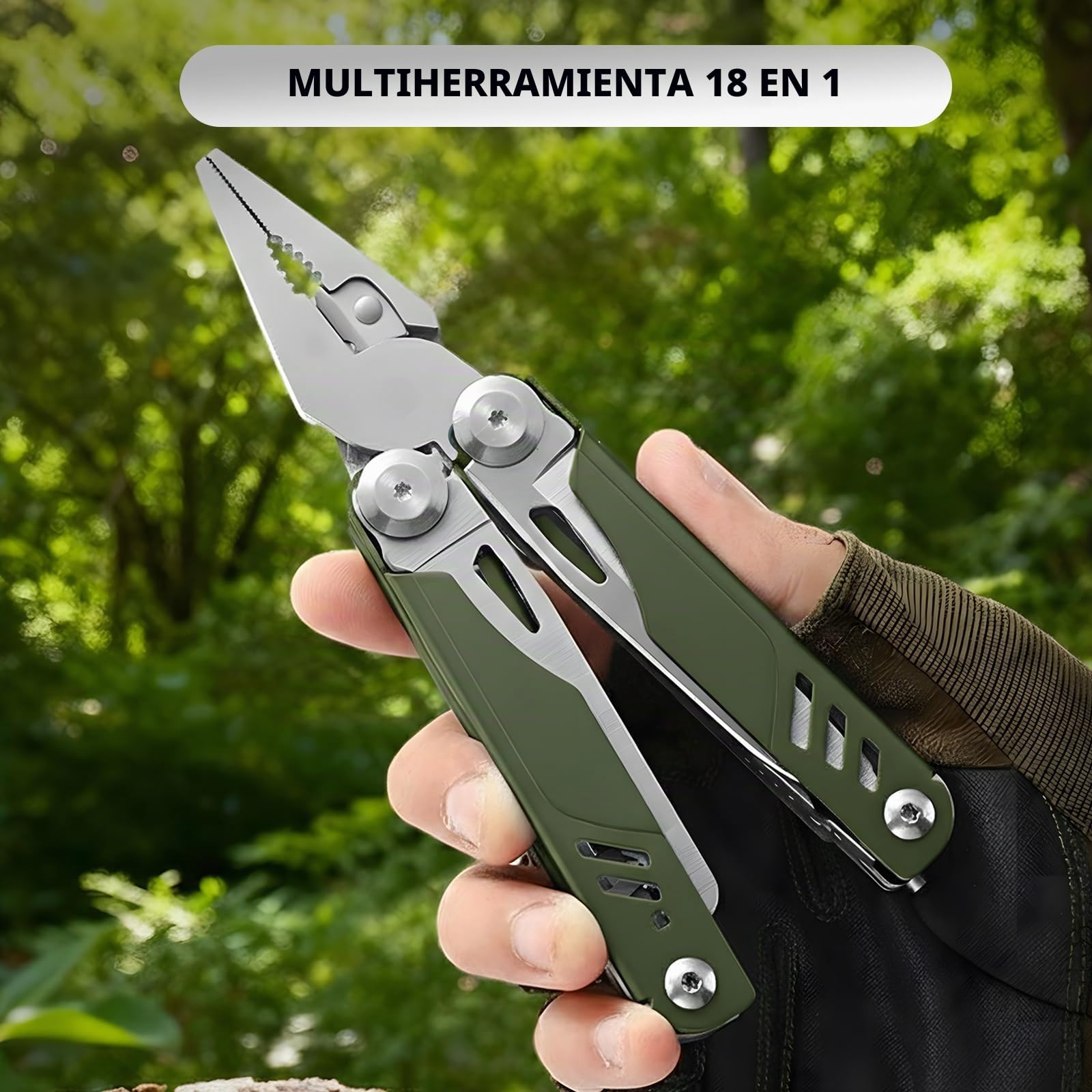 Multitarea 18 en 1 con cuchillo: herramienta multifuncional de acero inoxidable para uso diario (EDC)