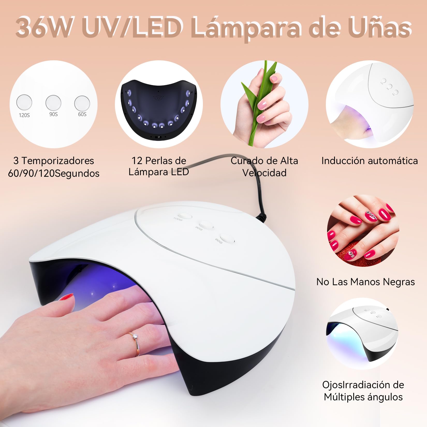 Phoenixy Kit Manicura Semipermanente 12 Colores Uñas Semipermanentes Kit Completo con U V/LED Lámpara Herramientas de Manicura