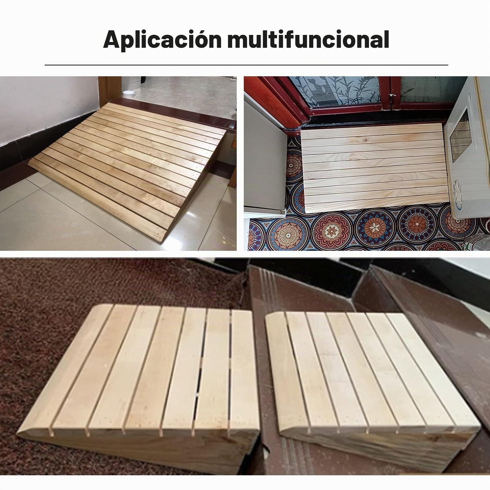 Rampas de Umbral Antideslizantes, Rampas de Madera Maciza para Sillas de Ruedas para Automóviles, Sillas de Ruedas, Coches de Juguete y Scooters(38.8x35x15cm/15.3x13.8x5.9in)