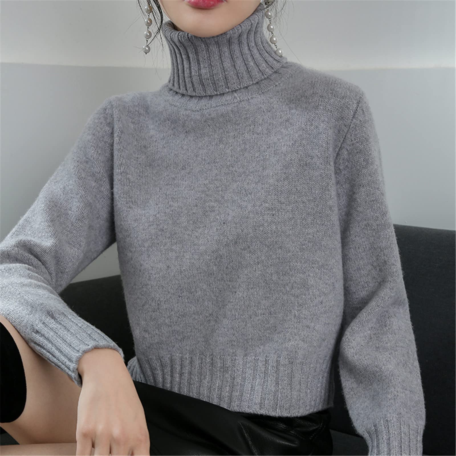 Kelsiop Camicia a maglia calda del fondo lavorato a maglia calda del pullover del maglione del cachemire della lana 100%