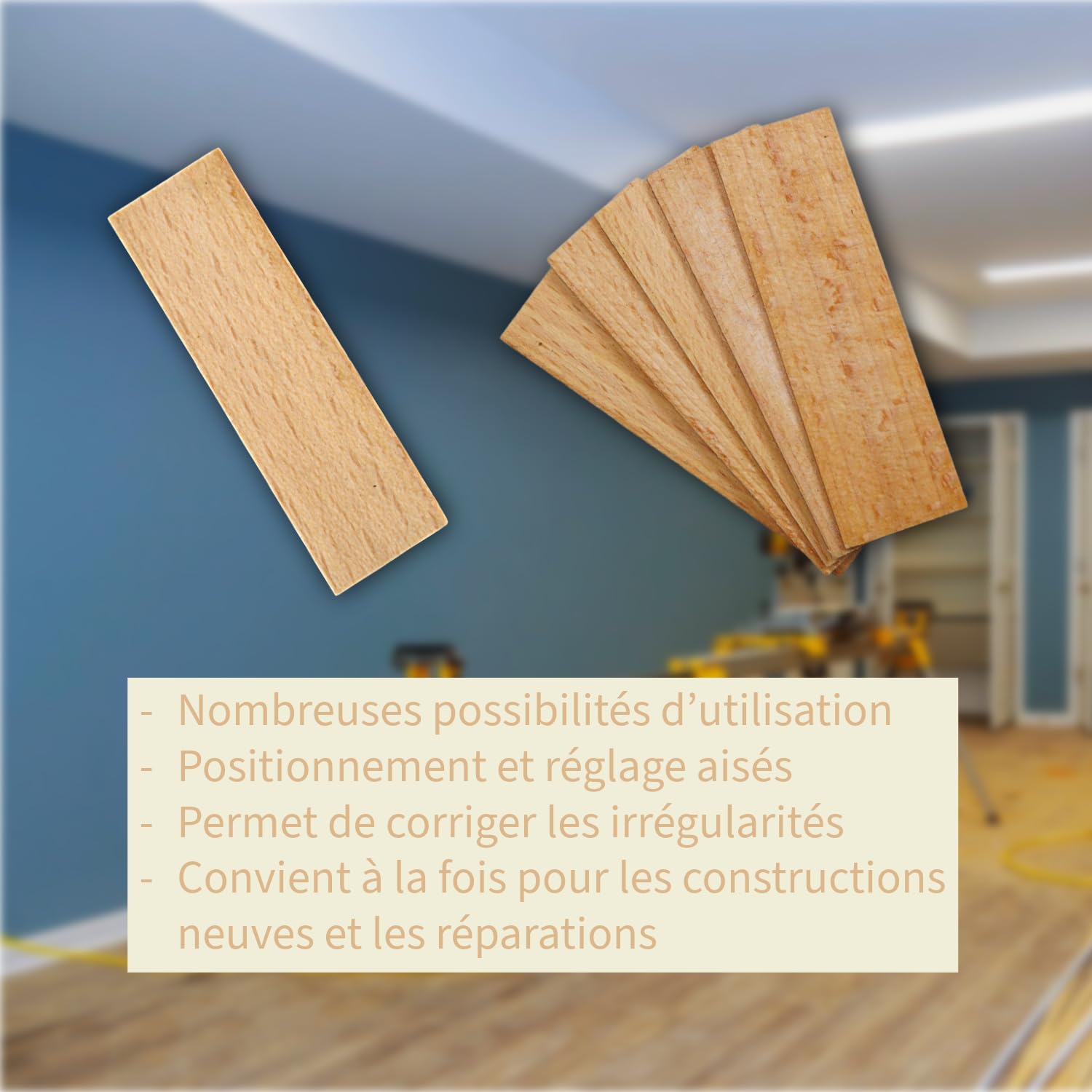 Premium Cales pour vitrage | 24 x 100 mm, 5mm - 500 pièces | Fabriqué en Allemagne | Cales, entretoises, cales d'espacement en plastique, entretoise plastique, plots terrasse réglable - Bricolage