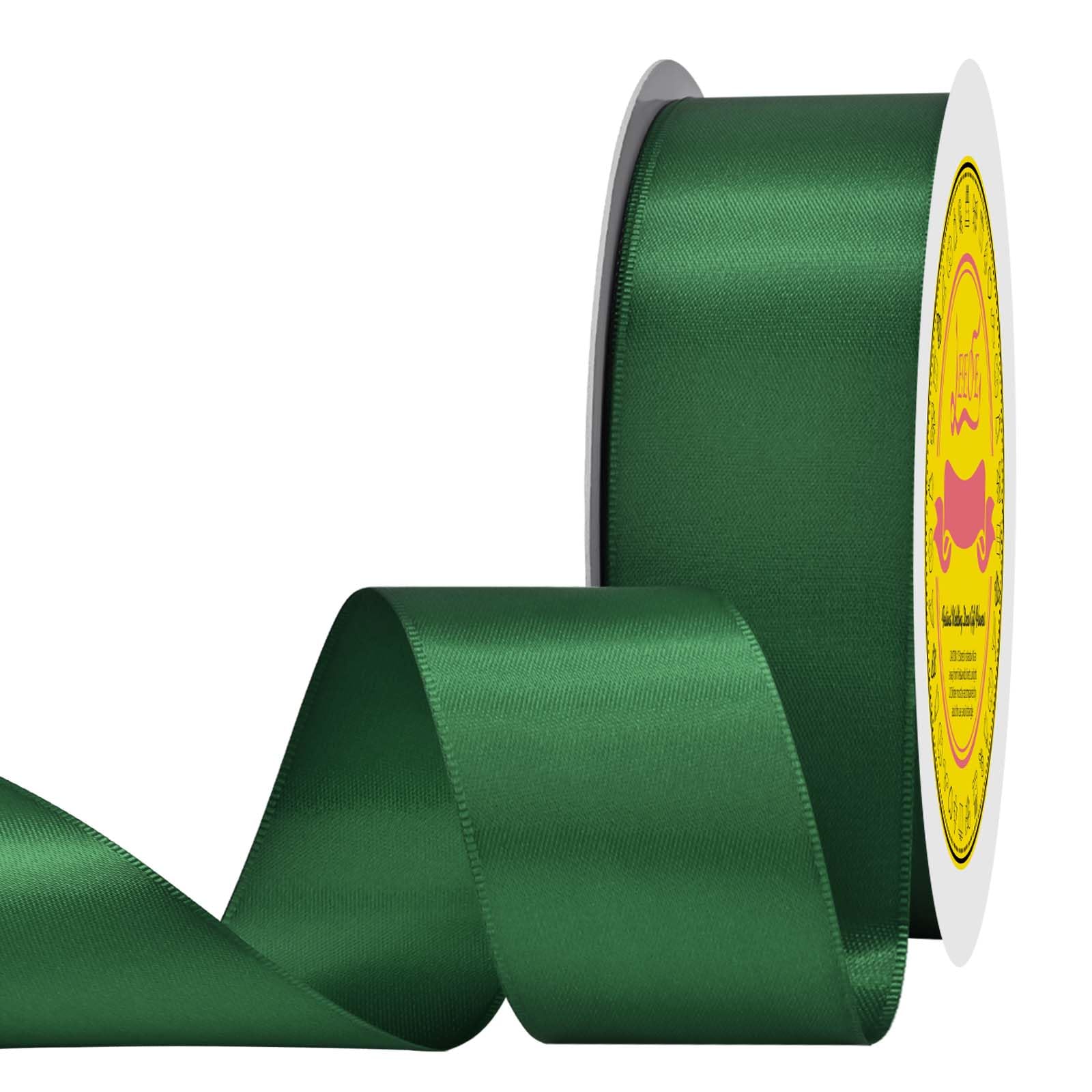 Double Face Satin Ribbon 1-1/2 inch X 50 Yards Polyester Forest Green Ribbon for Gift Wrapping Very Suitable for Weddings Party Hair Bow Invitation Decorations and More