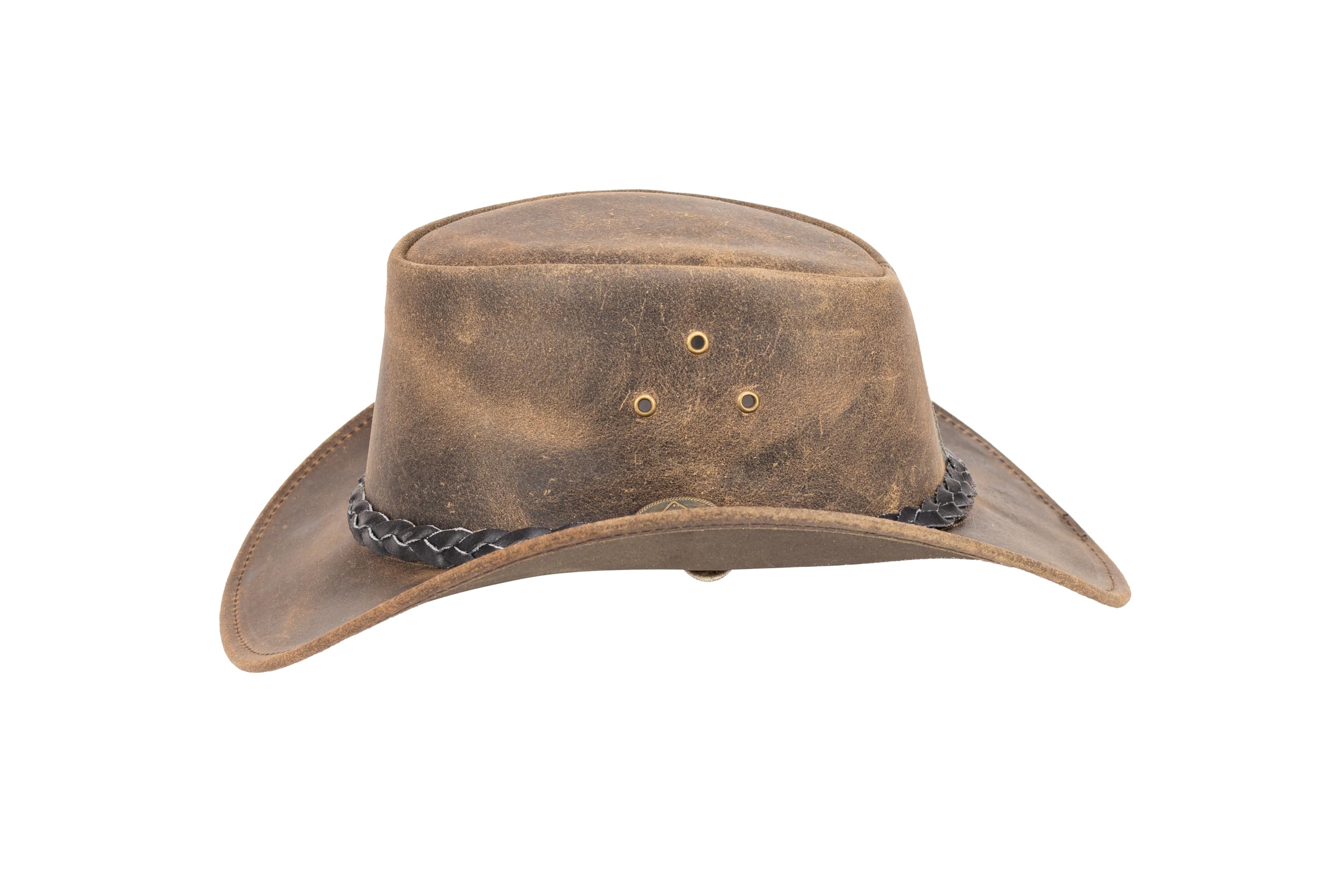SCIPPIS Fleetwood – Westernhut aus Leder für Damen & Herren | Robuster Outdoorhut mit geflochtenem Lederhutband | Knautschbar, wetterfest & im Vintage-Used-Look