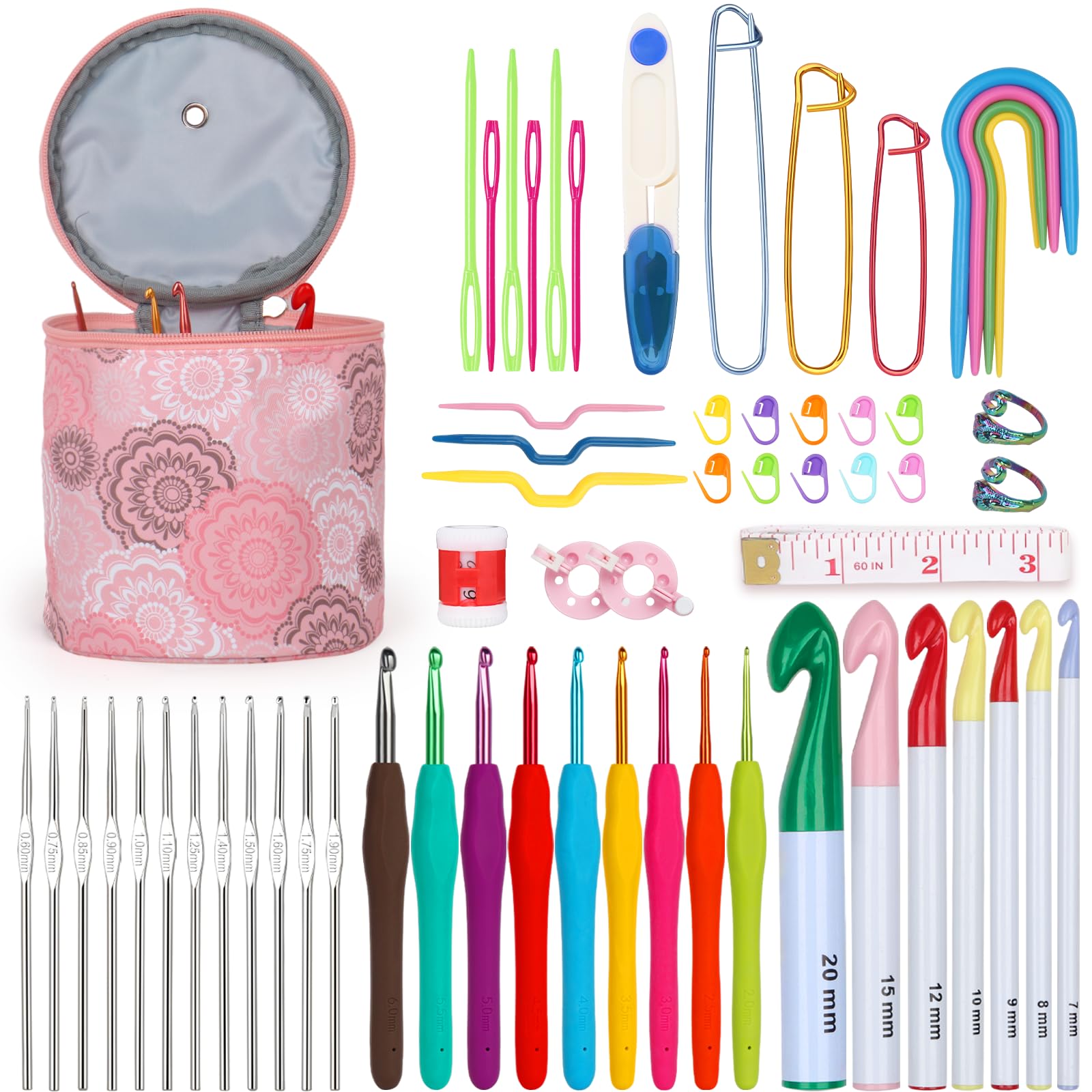 Aeeque Kit De Crochet, Crochet Kit Débutant Complet, Kit De Crochet Crochet Kit Debutant Complet Kit De Crochet Ergonomique Pour Adultes 2 0 Mm 8 0 Mm Aiguilles Crochet Avec Fils Bleu