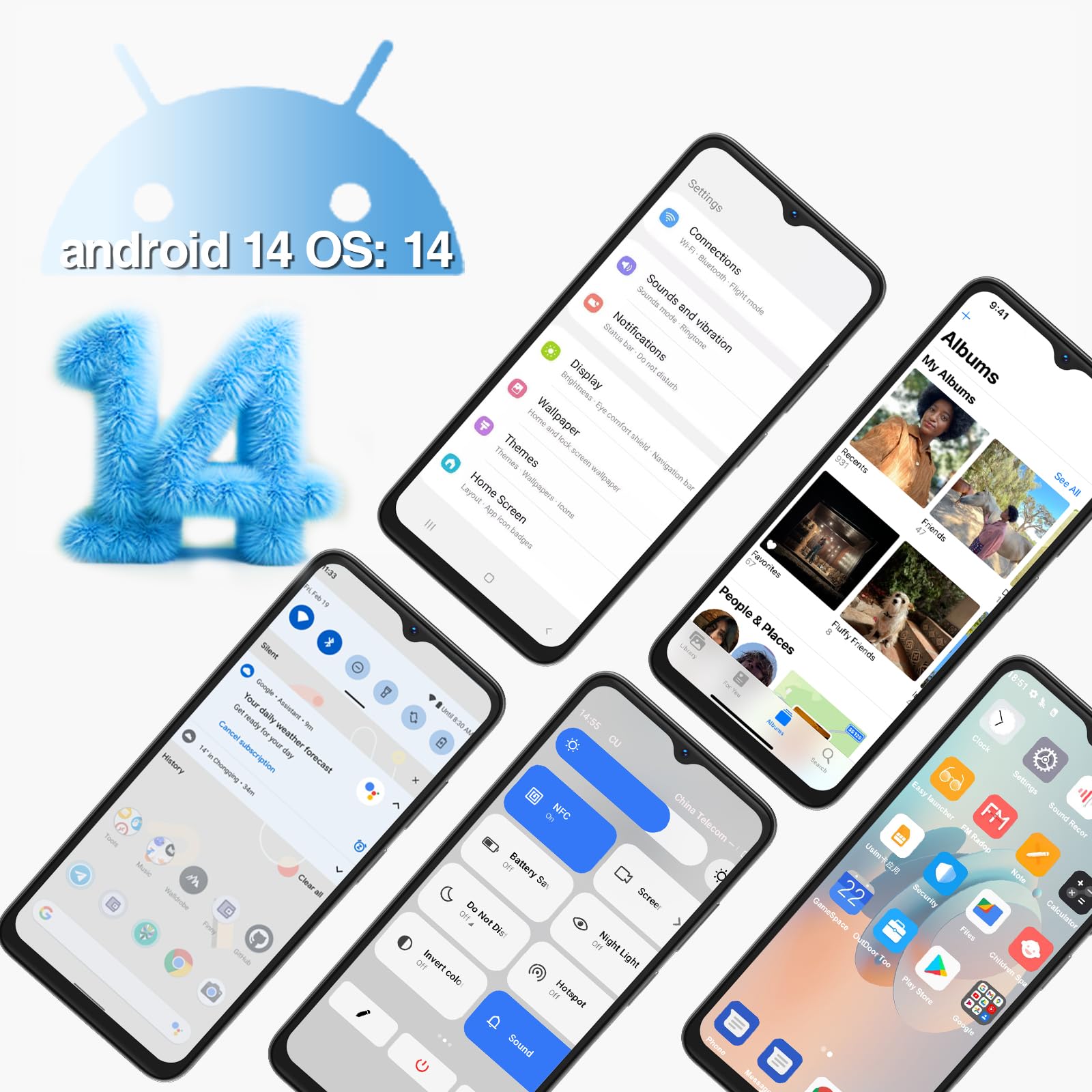DOOGEE N55 PLUS Smartphone [2024], Android 14 Telefono Cellulare, 20GB+128GB/1TB, Octa Core, 6,56" HD+ 90Hz Smartphone Offerta 5150mAh Batteria, 13MP+8MP Fotocamera, Dual SIM/Face ID/GPS/Widevine L1