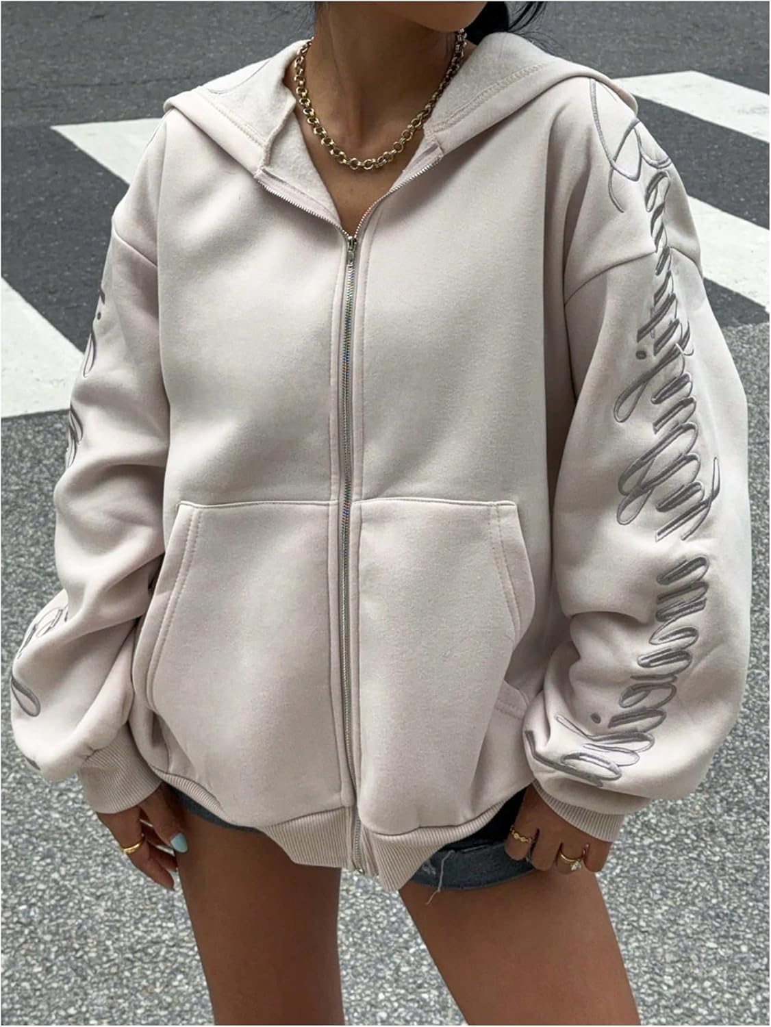 Verdusa Womens Zip Up Hoodie Oversized Sweatshirt Fall Jacket with Pockets Winter Clothes - Image 5