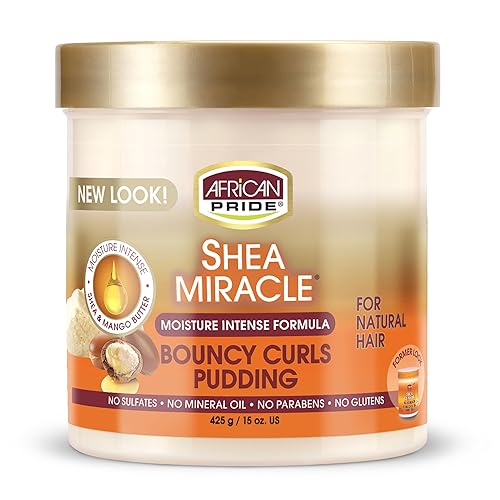 Miniatura 10 de African Pride Shea Miracle - Pudín de rizos hinchables (paquete de 3)  Contiene manteca de karité y mango africano para definir rizos y bobinas y