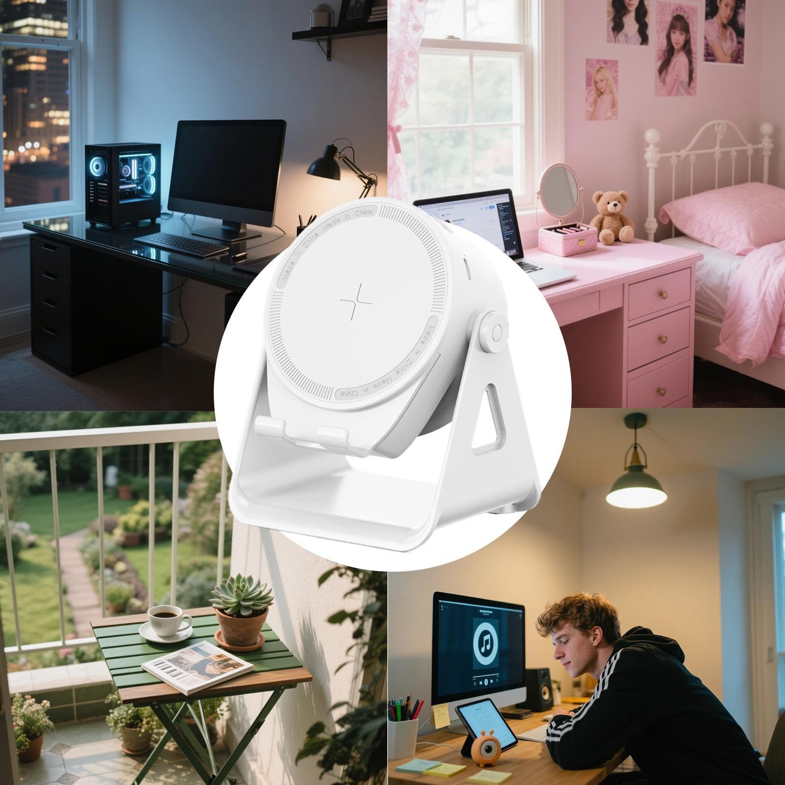 Induction Bracket Speaker Light, Intelligent Sensing Audio Dock, 360° Rotating Holder Design, Wireless Amplification Stand, For Travel Outdoor Desk Shower Car Use, 4.21x3.46x5.08 Inches