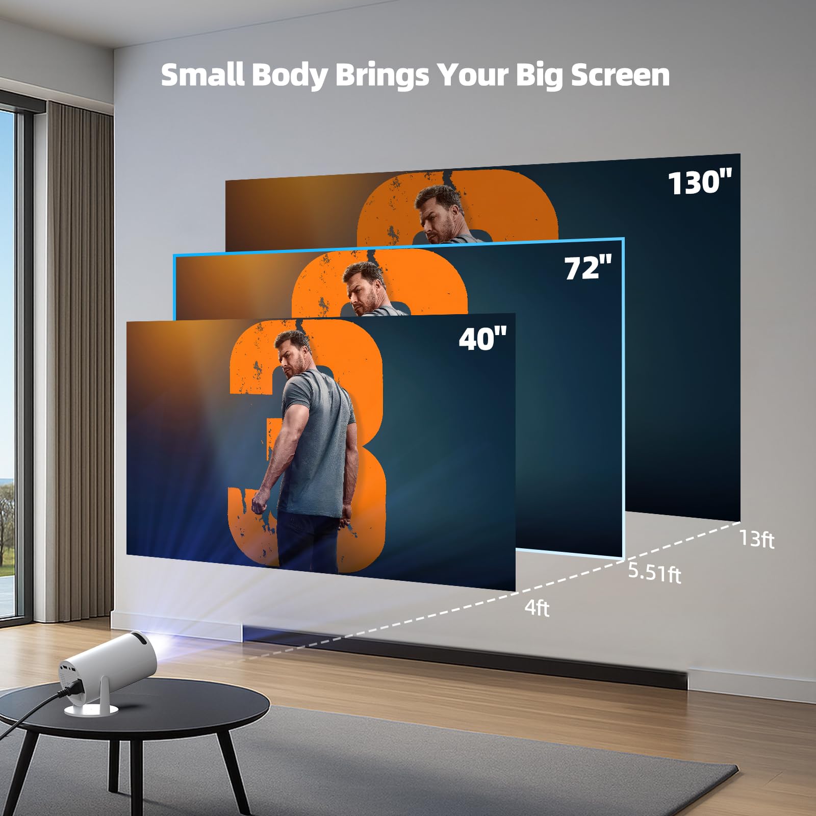 Vidéoprojecteur 4K Mini Projecteur Portable Android 11 avec BT 5.0 et WiFi 6, projecteur Video avec Auto Keystone, 220° Rotation retroprojecteur Compatible avec USB/PS/HDMI/TV Stick