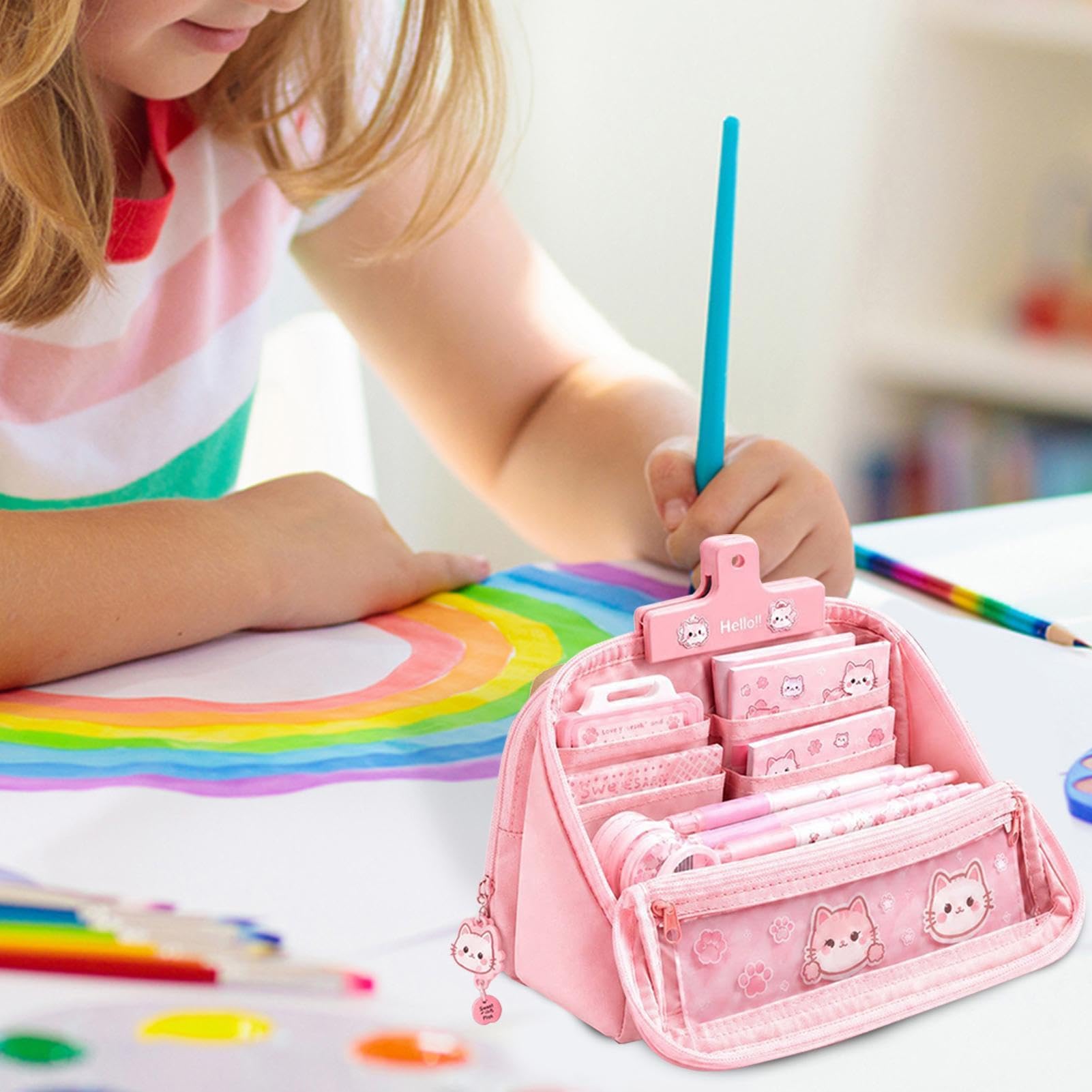 Astuccio Con Cancelleria Set Ritorno a Scuola Gatto Stiloso | Astuccio E Articoli Scolastici Per Appunti In Classe, Studio Quotidiano, Lezioni D'Arte, Esami, Compagni Di Classe