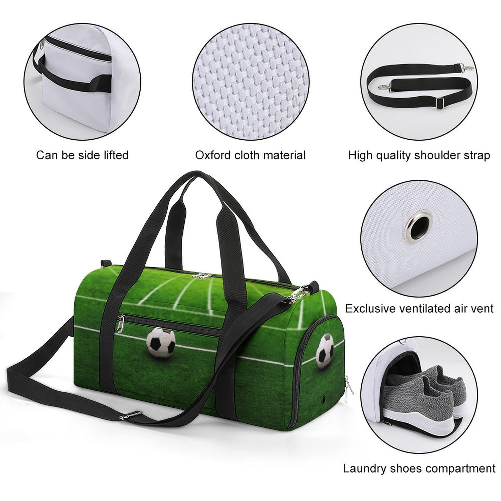 Turnbeutel Grünes Grasfeld Fußball Spielplatz Der Ball Turnbeutel für Damen Herren Rucksack Turnbeutel mit Schuhfach Wiederverwendbarer Turnbeutel Mini Turnbeutel Grünes Grasfeld Fußball Spielplatz