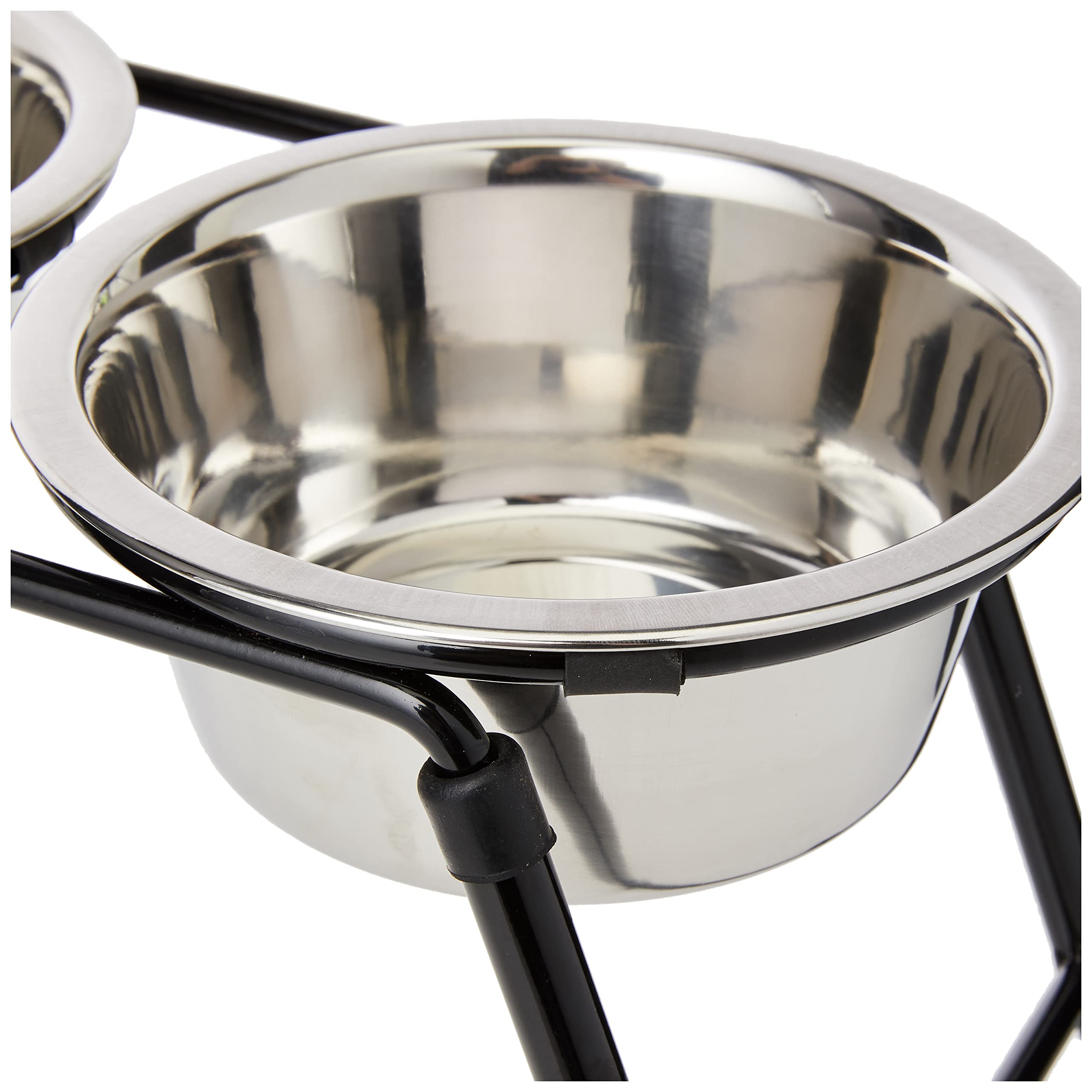 Classic Pet Products 4552 Alimentatore doppio con supporto alto con 2 piatti in acciaio inossidabile, 2 x 900 ml, Altezza 220 mm, Diametro Ø 17 cm, Nero/Alluminio