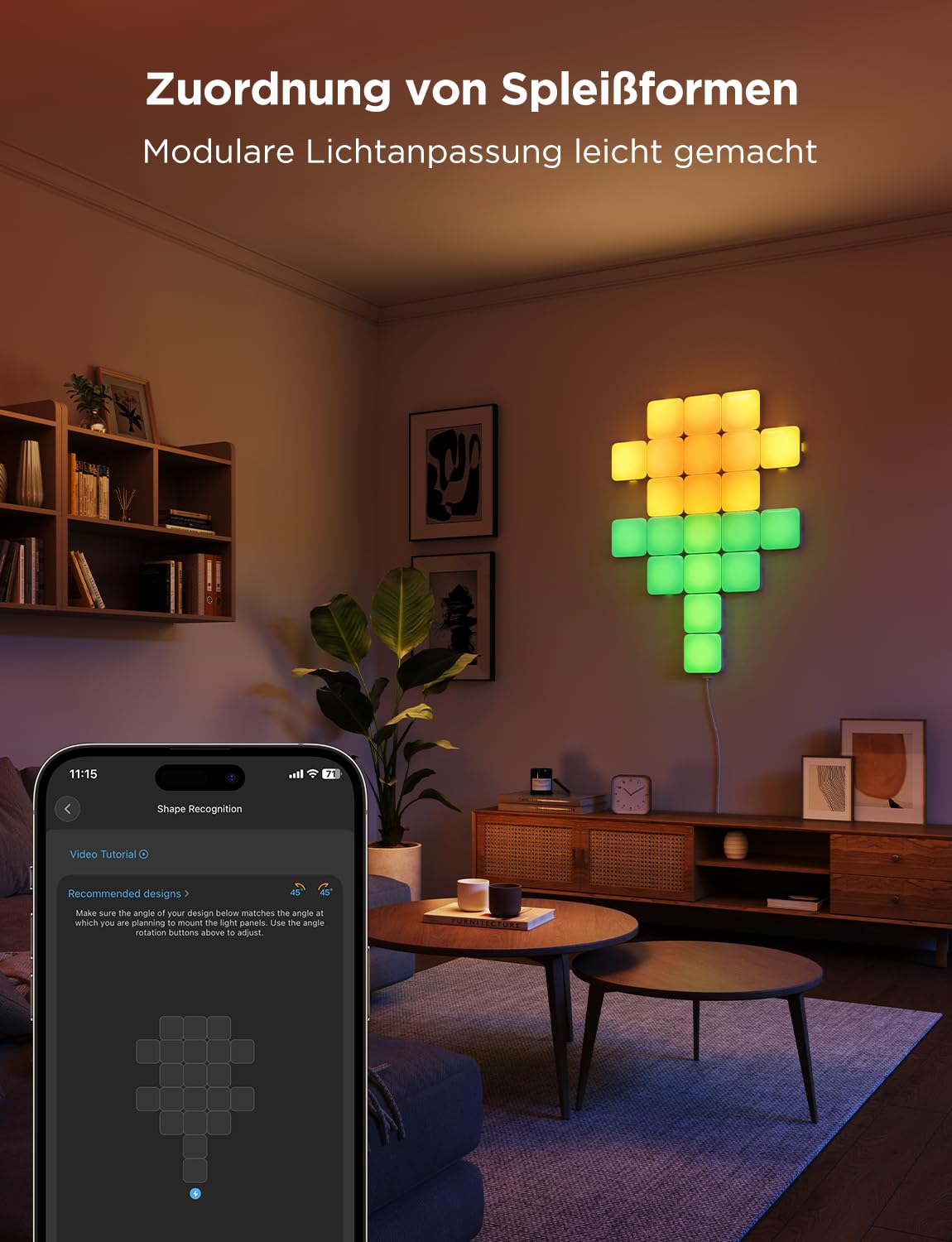 Govee Mini Panel Lights, RGBIC Wandpaneele, Musikmodi, DIY-Modus 20er-Pack | funktioniert mit Matter, Alexa, Google Assistant, 50 Szenenmodi LED-Wandpaneele für Spielzimmer, Schlafzimmer, Wohnzimmer