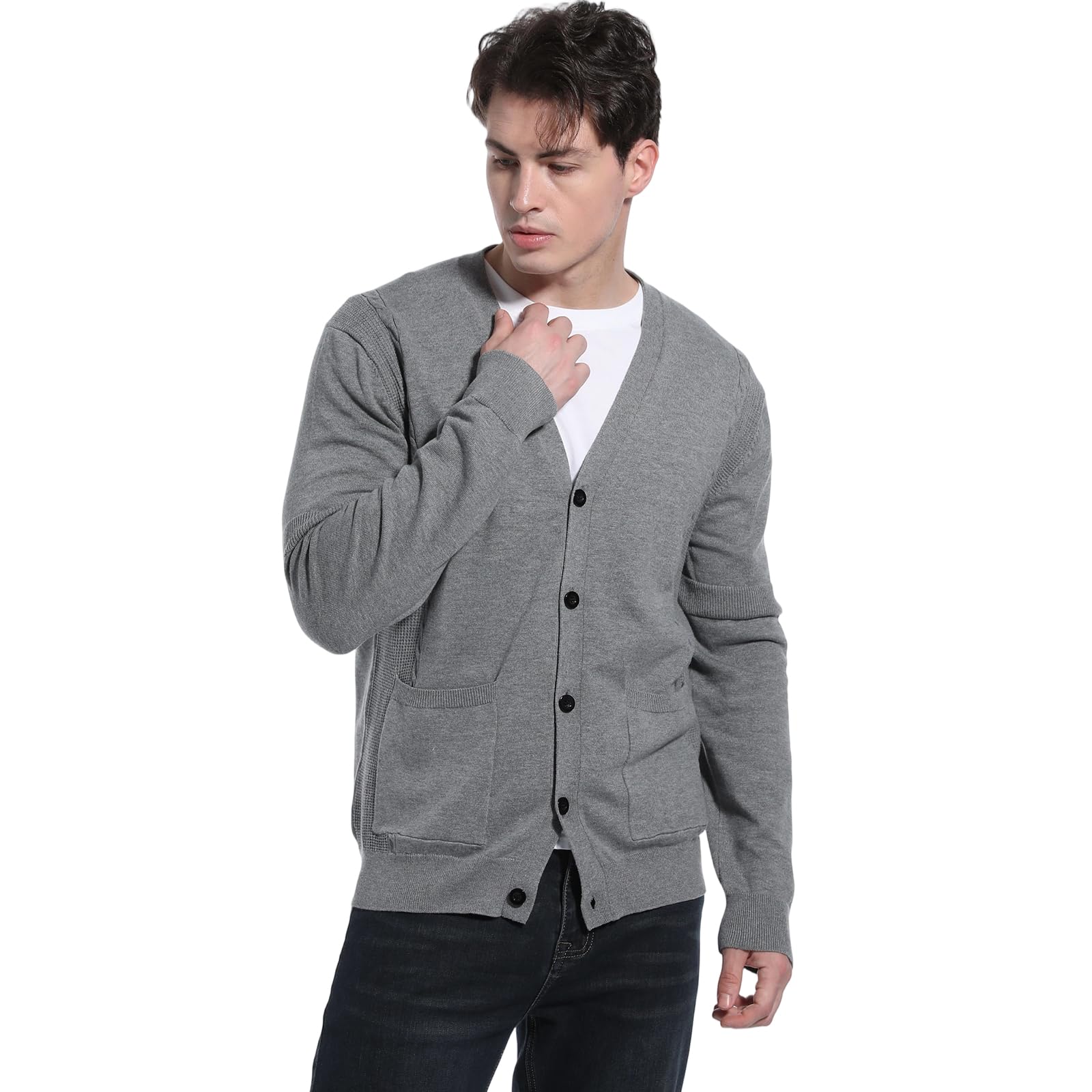 Cardigan da Uomo Maglieria Scollo V Cardigan con Tasche Cotone a Maniche Lunghe Maglione Elegante e Casual Giacca Leggera per Ufficio e Appuntamenti Taglie S-XXL