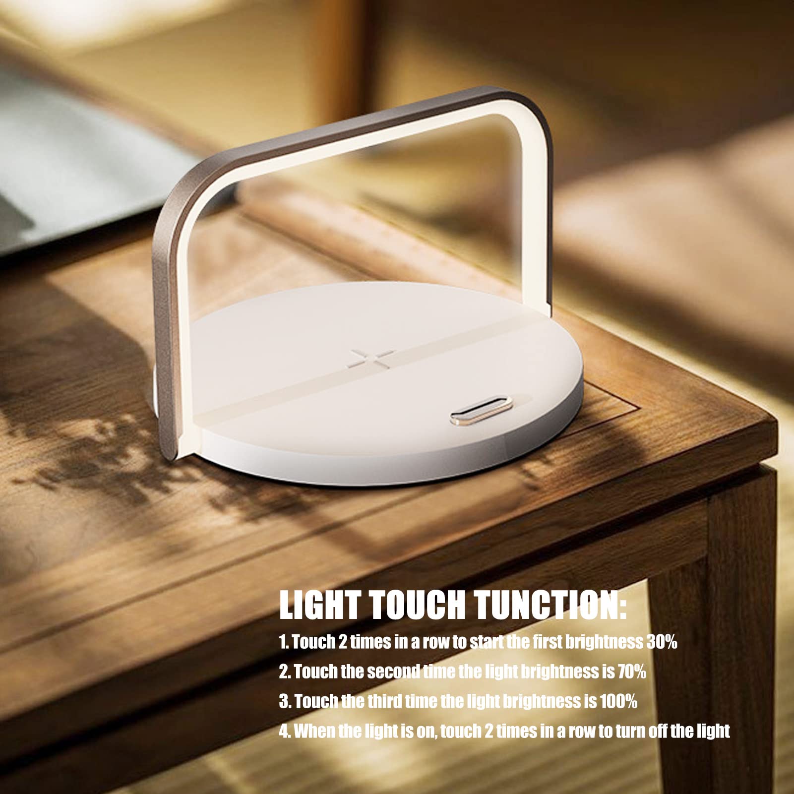 5V Okrągłe sterowanie dotykowe Ambient Light, 40LED Bezprzewodowa lampka nocna do ładowania ze stojakiem Regulowany kąt Typ C
