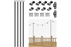 String Light Poles for Deck Railing, Clamp Mount Stainless Steel