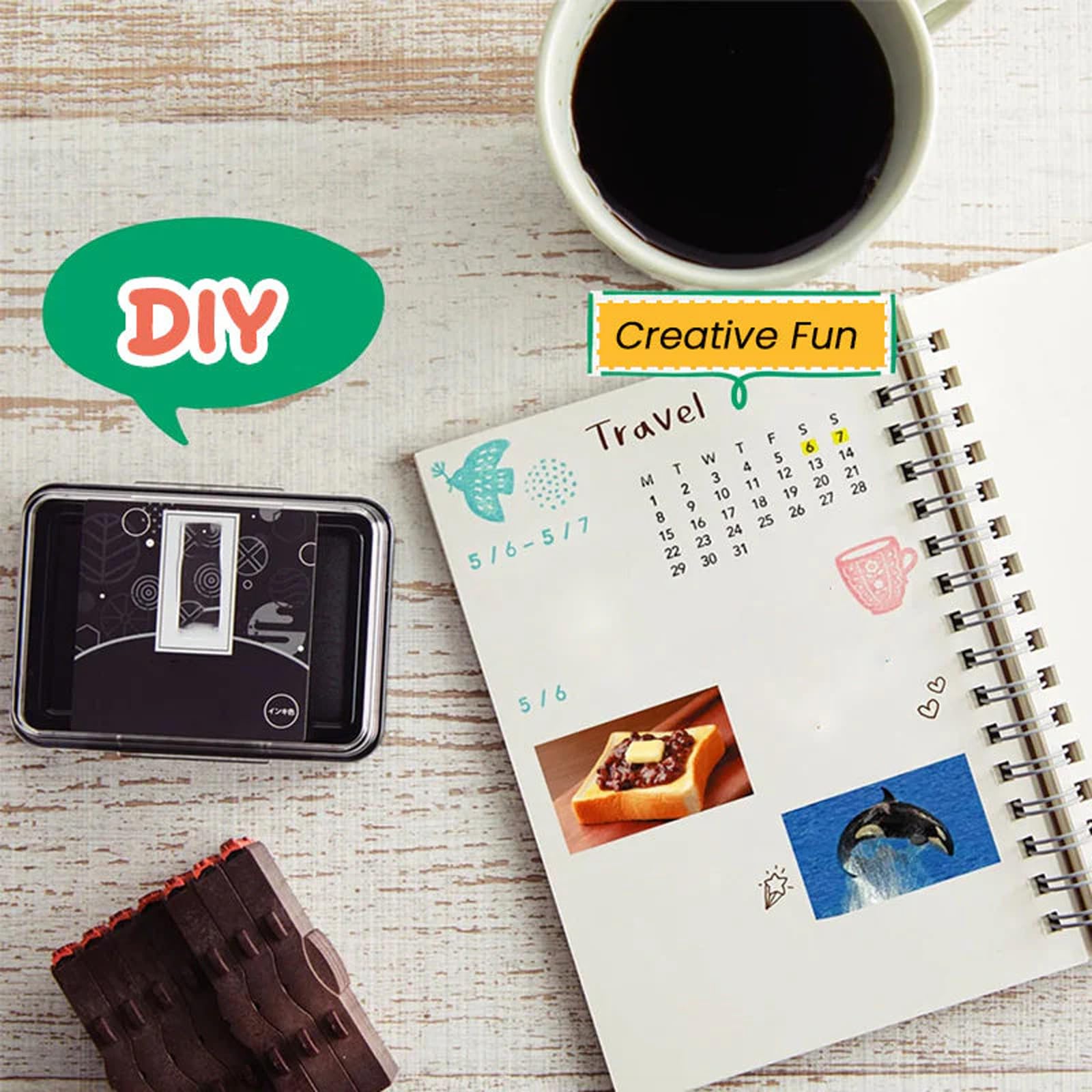 Sello de rodillo profesional para calendario de escritorio con impresiones de números transparentes para archivos de contrato, oficinas sostenibles, accesorios de calendario