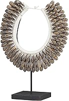 Deco 79 Handmade Shell Necklace Sculpture Statue - Eclectic Brown Home Decor Figurine with Stand, 12x6x15 Inch Tribal Accent