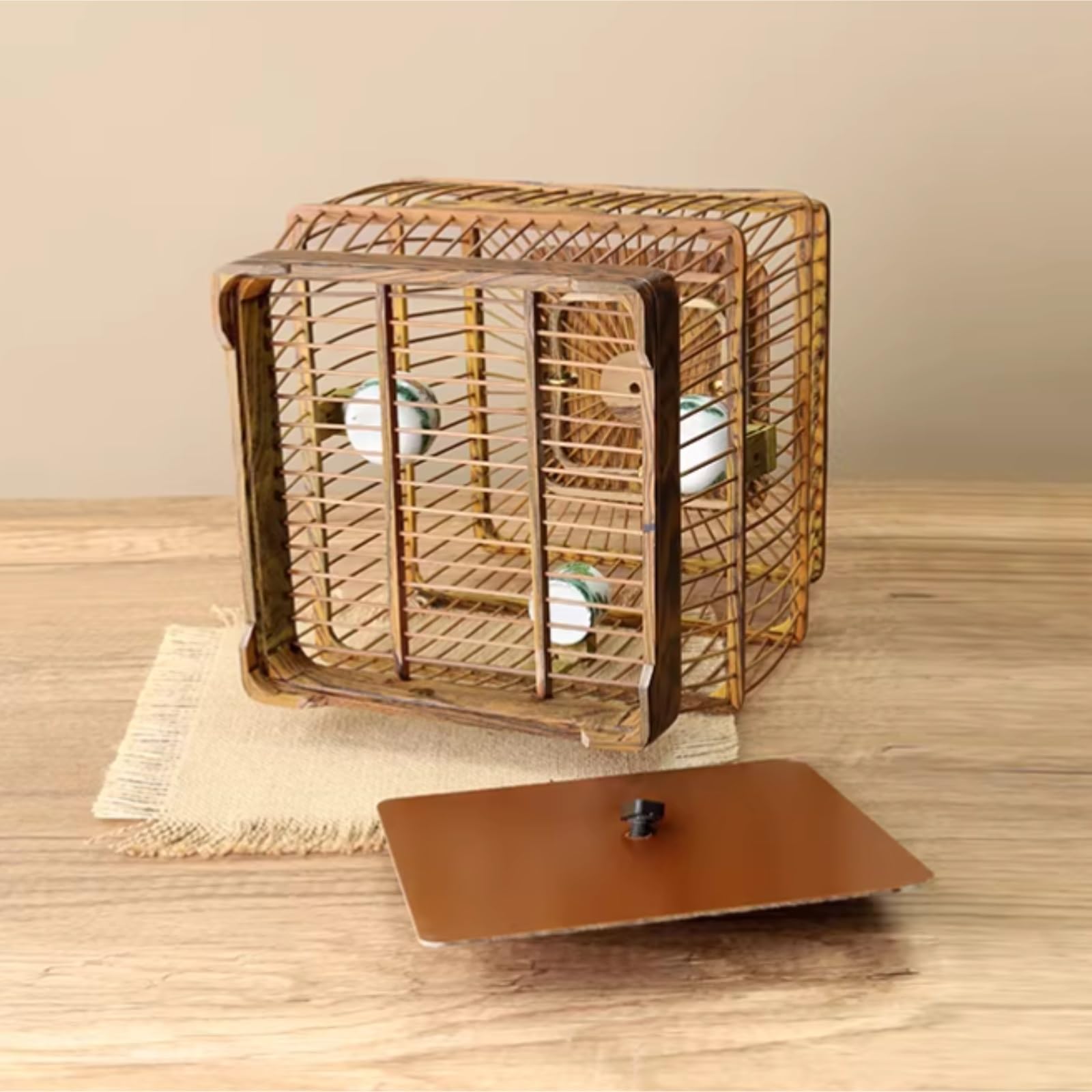 Gabbia per Uccelli Gabbia for Uccelli in Legno Appesa con Lattina for Cibo, Decorazione Multifunzionale for La Casa degli Animali Domestici Voliera
