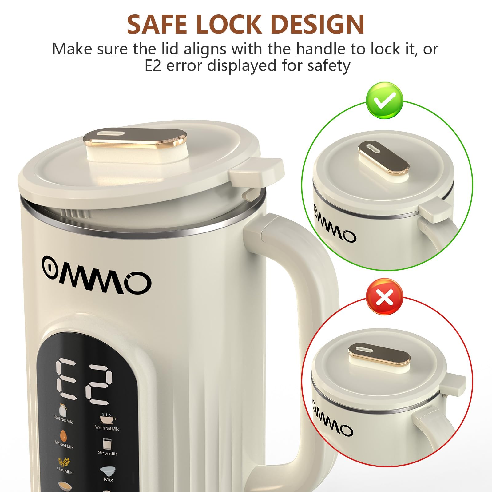 OMMO 10 in 1 Nut Milk Maker Blender, 35oz Soy Milk Maker with Large Screen/10 Blades for Hot/Cold Almond Oat Soybean Milk Maker, 12 Hours Timer/Self-Cleaning, Includes Recipe Book-Accessories