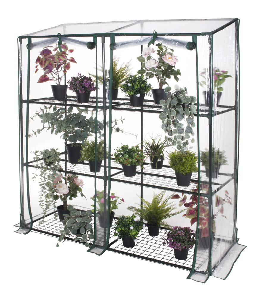 'Invernadero con 3 bandejas – Acero diseño "L" 152 x "P" 50 x "H 135 cm, para proteger sus plantas en su jardín o en su Balcón