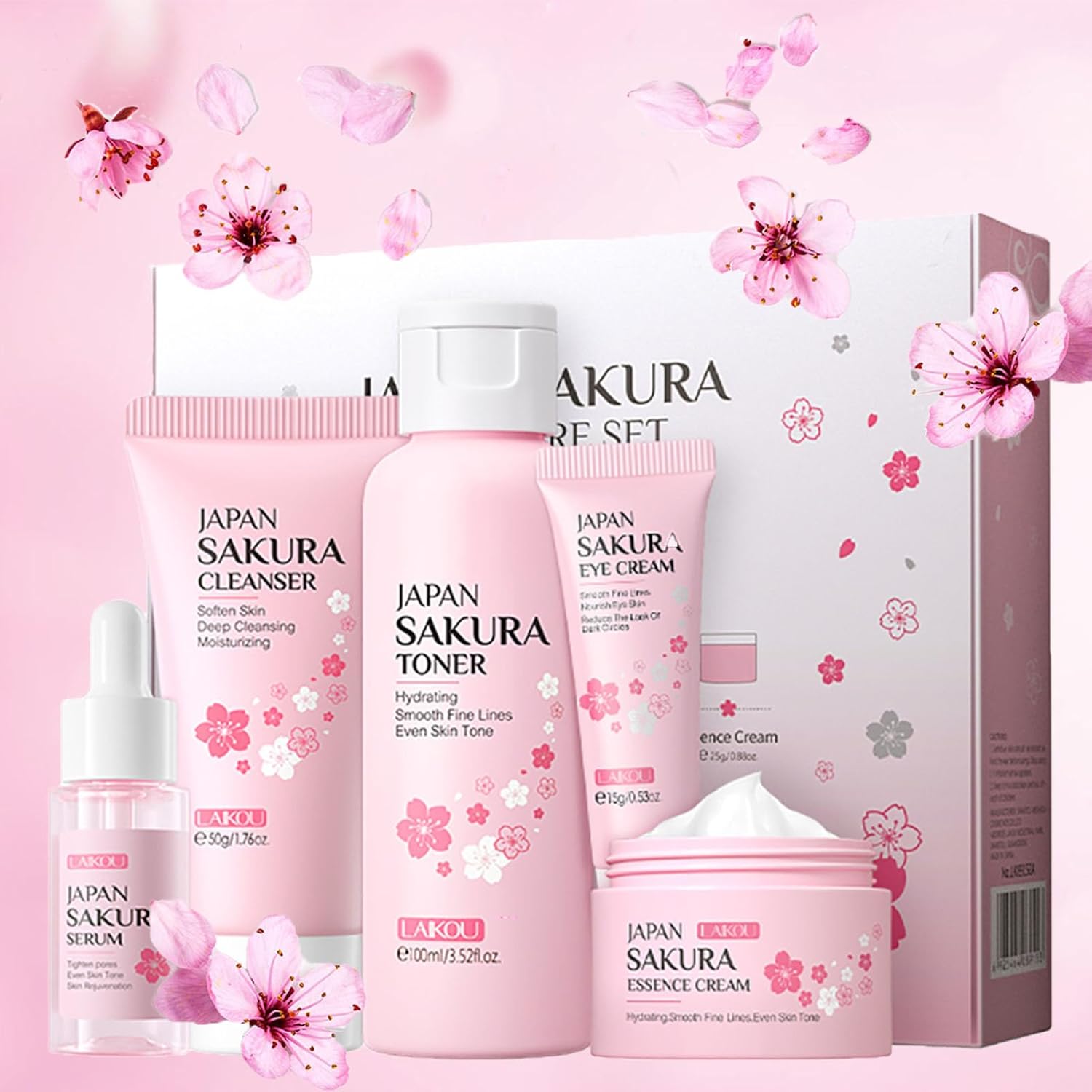 Skin Care Set, Cherry Facial kit for women, Skincare Kit Gifts For Teenage Girls, Skin Care Kit, Skincare Sets & Kits with facial wash, Toner, Serum, Eye Cream, Face Cream Birthday Beauty Care 5pcs