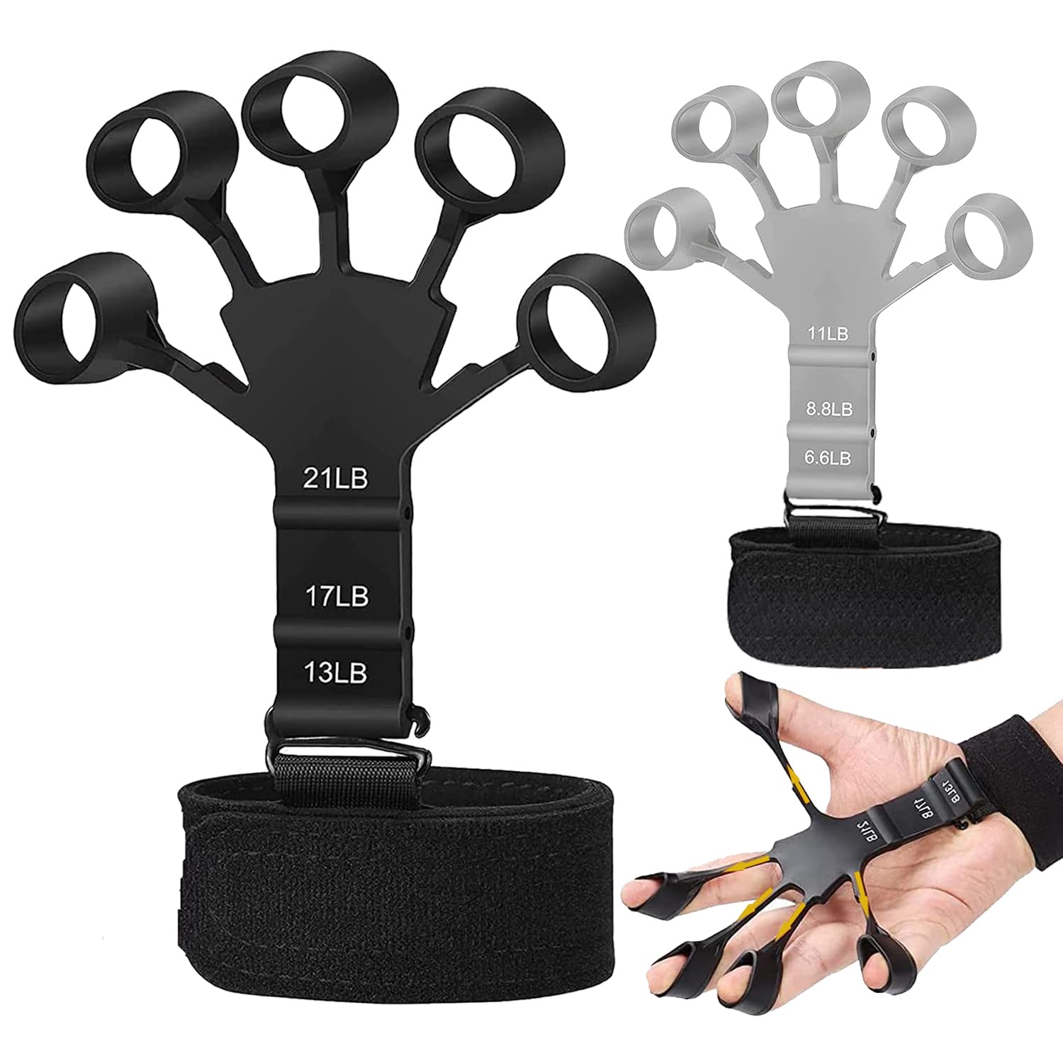 Finger Strength Trainer,LWMIDOUZ 2PCS Upgraded Forearm Trainer,6 Resistant Level Hand Grip Strengthener,Grip Strength Trainer- Adjustable Finger Exerciser