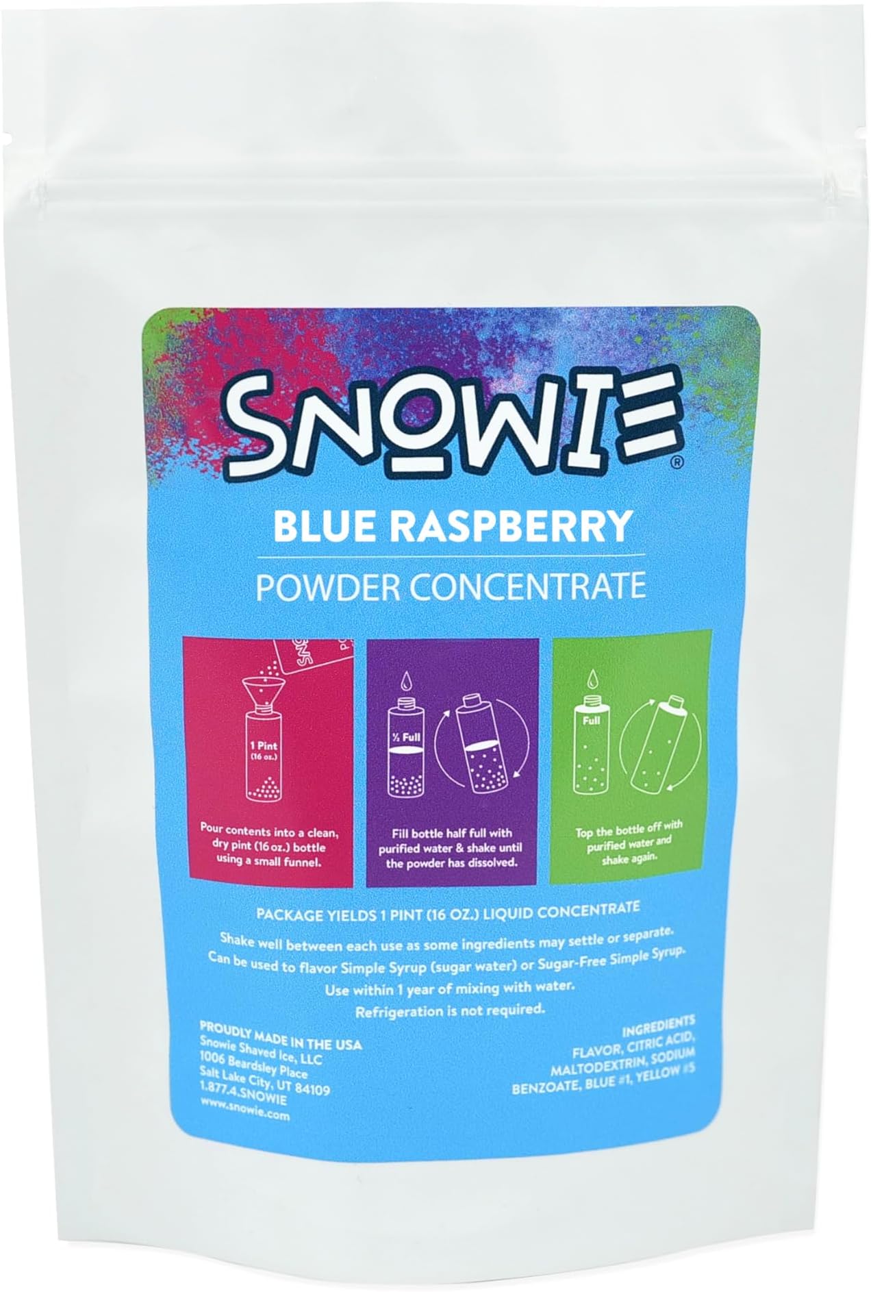 Original Recipe Powdered Snow Cone Syrup Concentrate (Pint, Blue Raspberry)