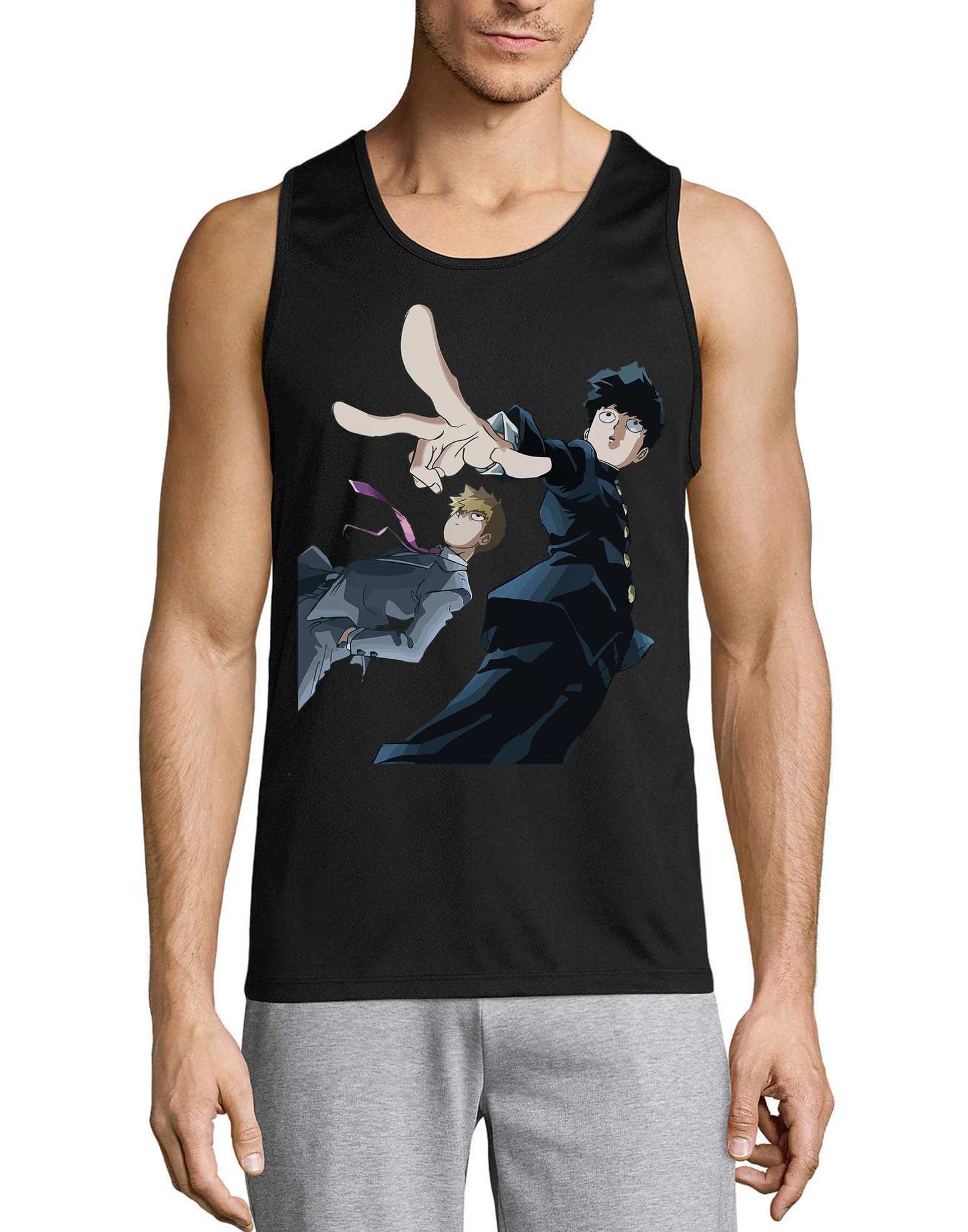 Camiseta sin mangas Anime 153 negra hombre de algodón transpirable 3