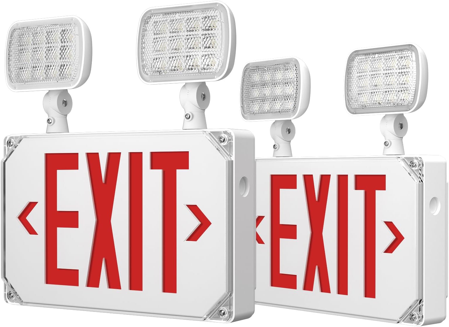FREELICHT 2 Pack Waterproof IP65 Exit Sign with Emergency Lights, Two LED Adjustable Head Emergency Exit Light with Battery, Exit Sign for Business
