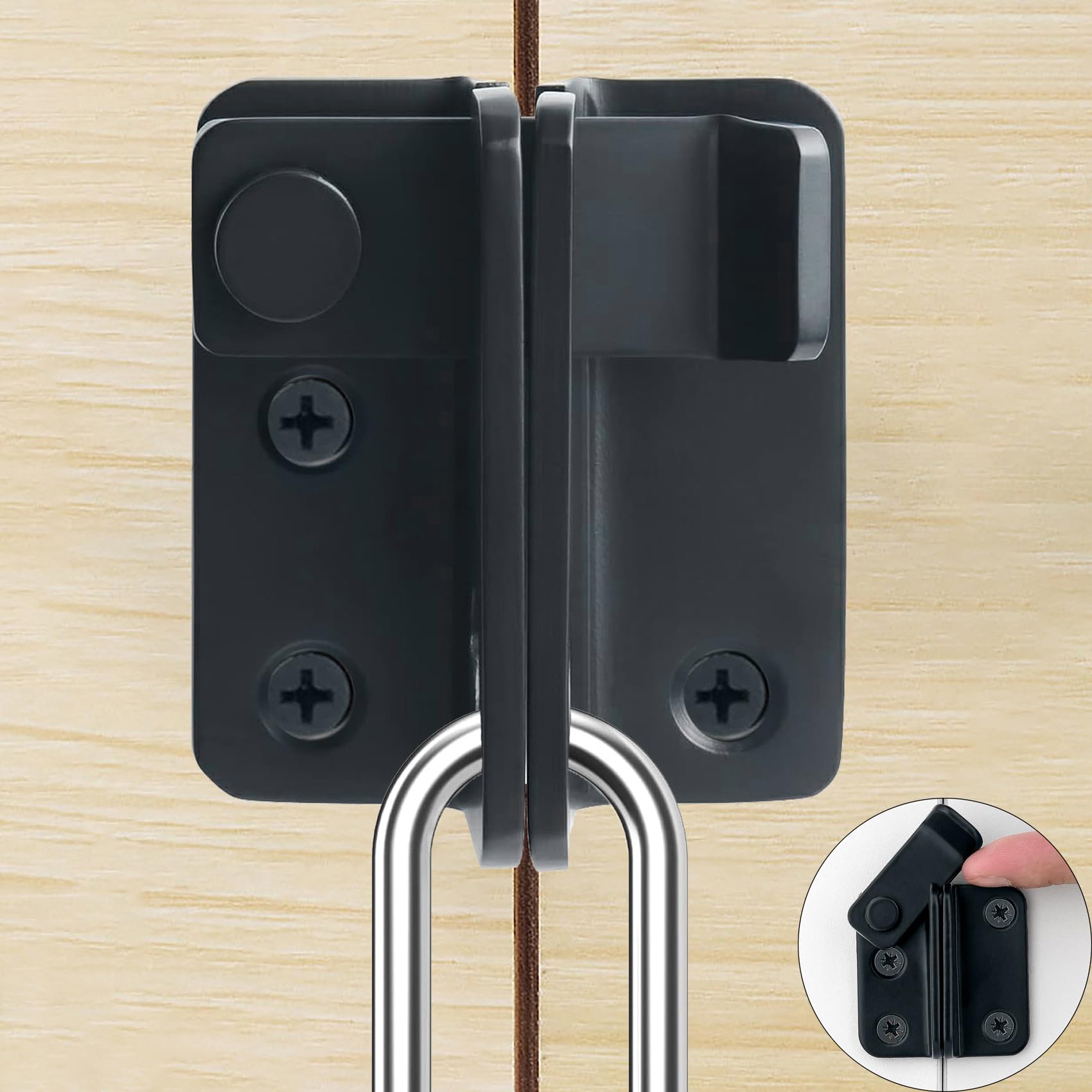 Litensh Shed Lock Gate Lock Gate Latch Padlock Hasp Stainless Steel Flip Door Bolt Latch Lock for Wooden Gates Garden Cupboard Pet Cage Black - Image 2