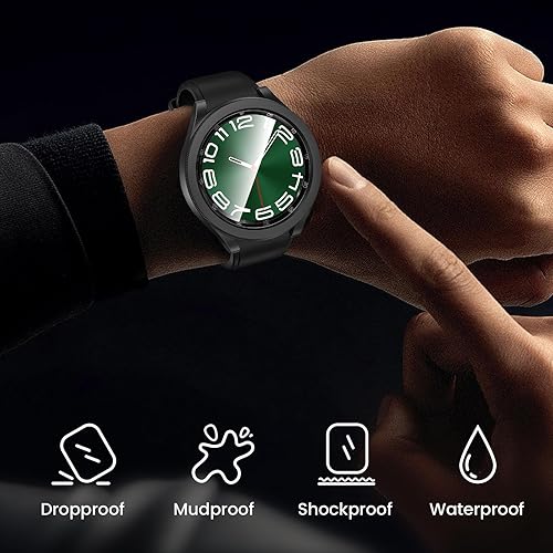 Miniatura 6 de Goton Paquete de 2+2+3 3 en 1 para Samsung Galaxy Watch 6 Classic de 1.772 pulgadas, protector de pantalla y funda, paquete de 3 protectores de