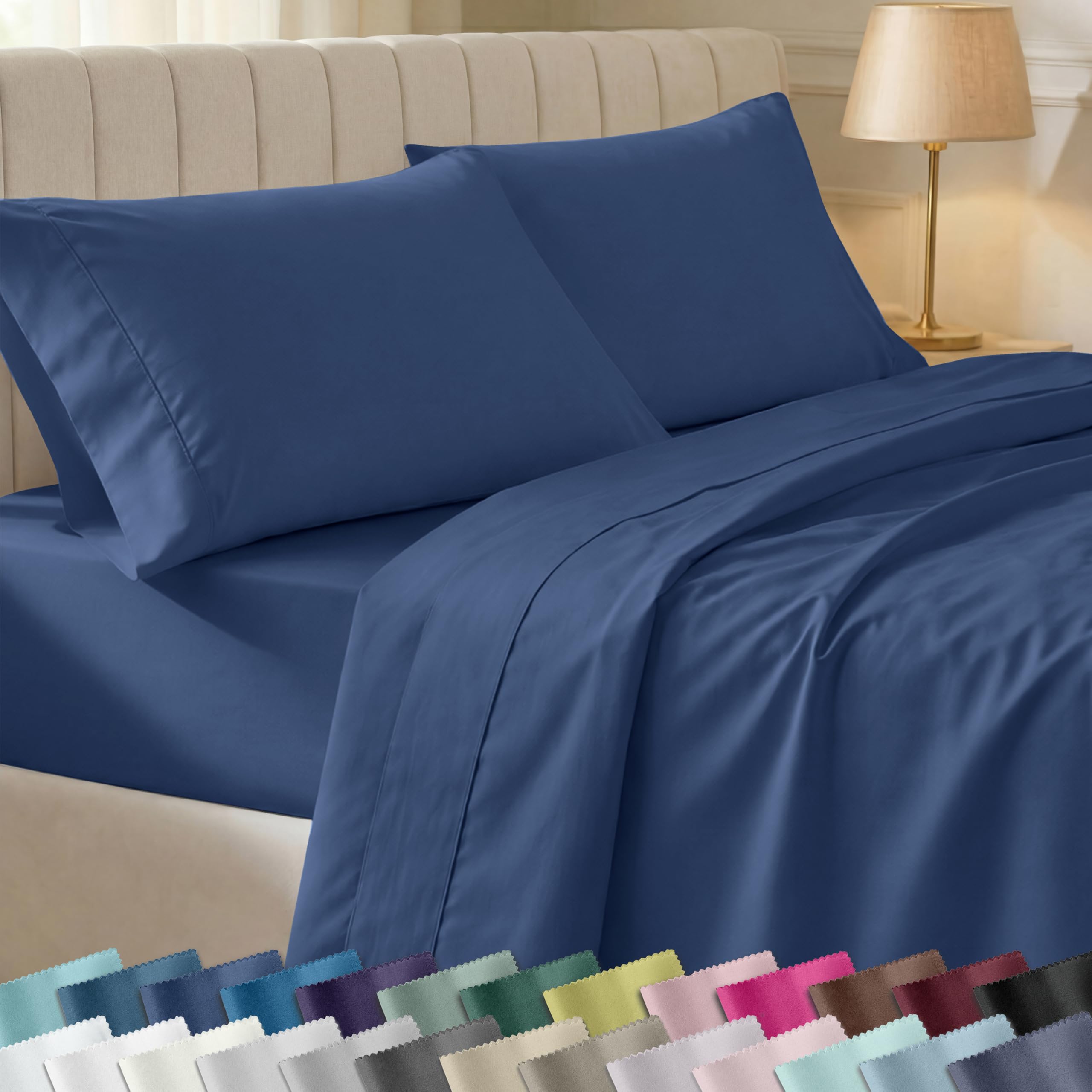 California Design Den 100% Cotton Sateen XL Twin Sheets, 3 Pc Set