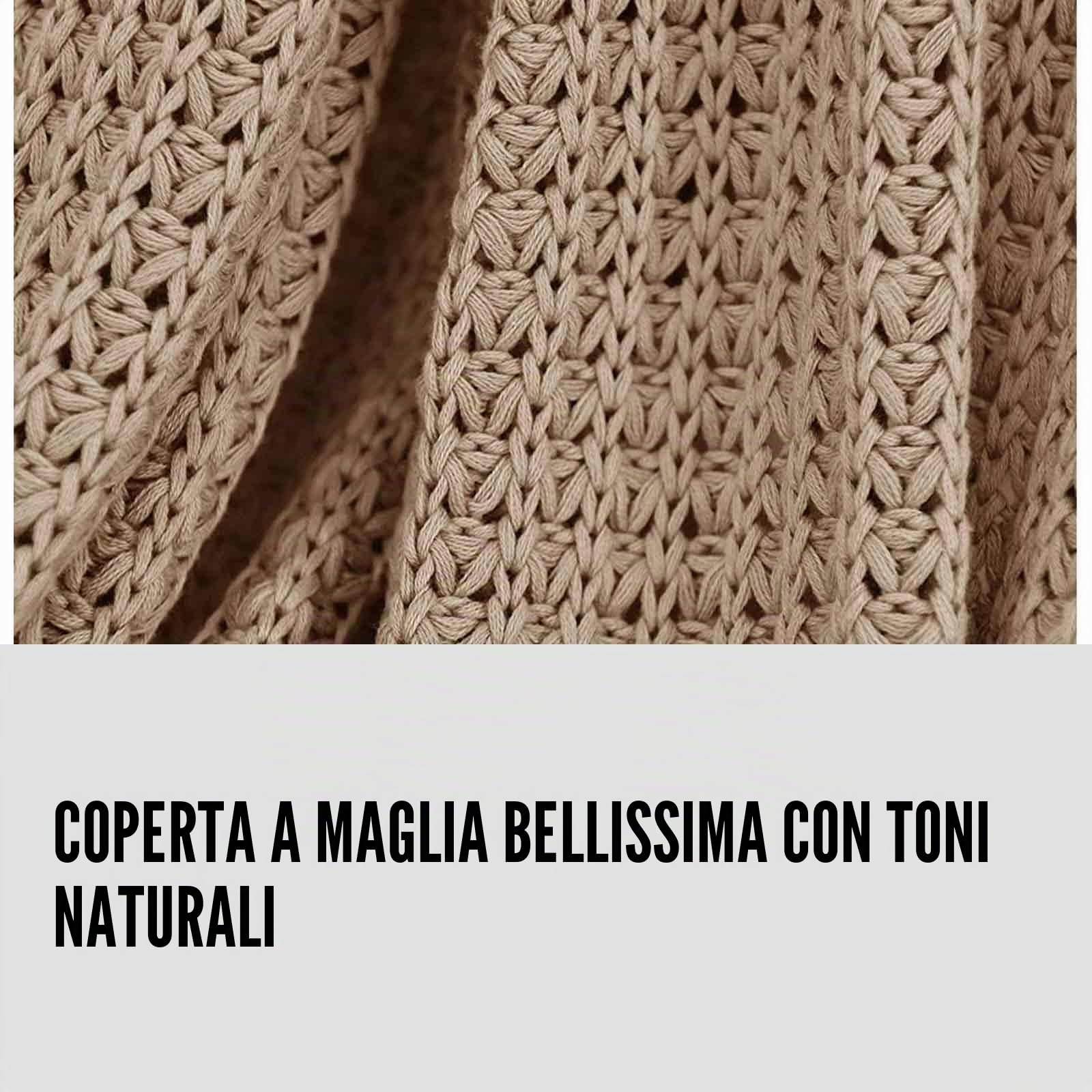 Coperta Alen lavorata a maglia, 150 x 200 cm, sabbia, 100% cotone, Ökotex