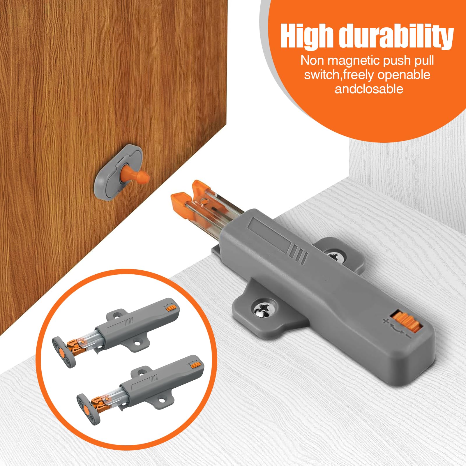 6 Stück Schranktüröffner Push to Open, Drucköffner Schrank Heavy Duty Push Open Türöffner 30N Schranktür Drucktüröffner für Groß Schränke Küche Freigabe Schnapper