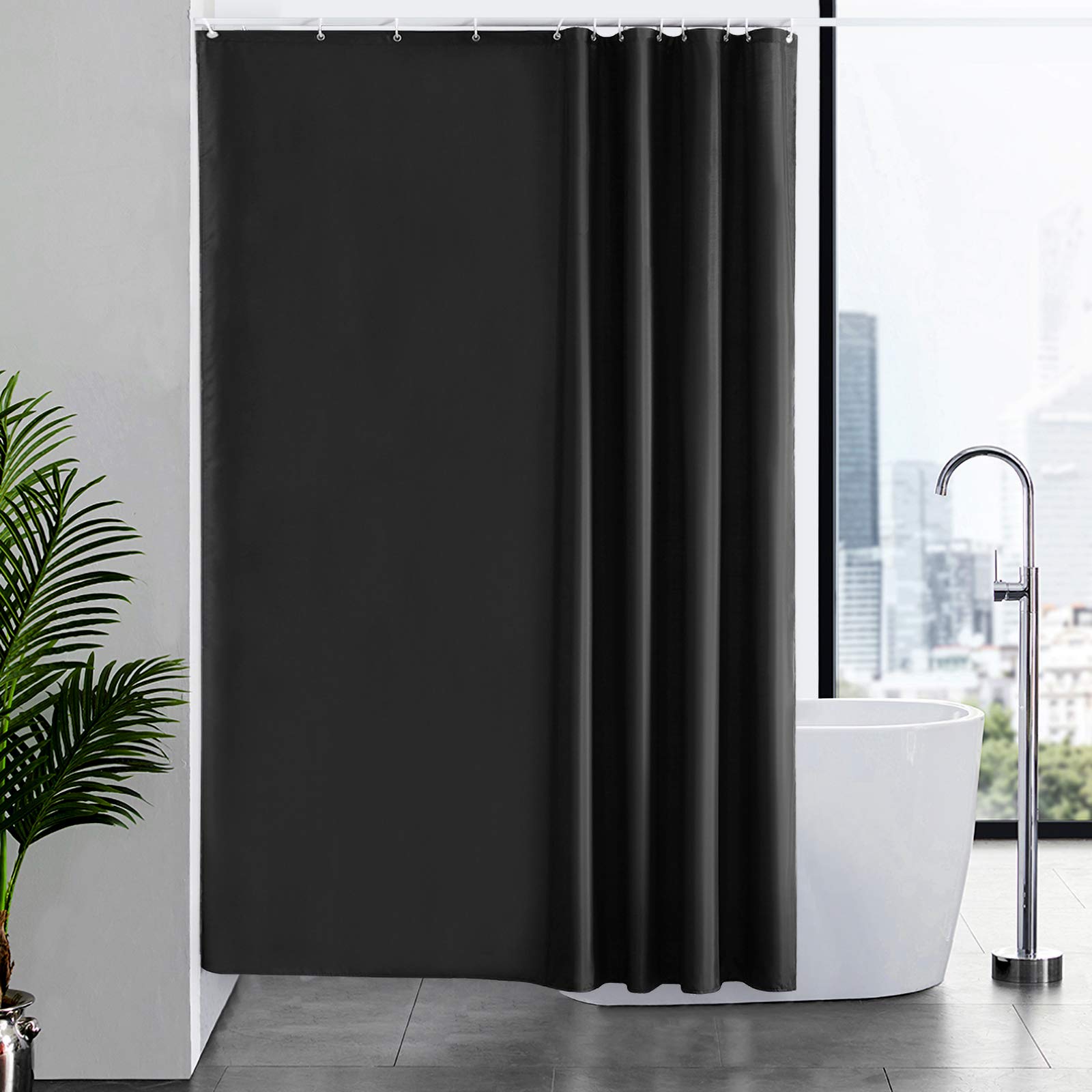 Cortinas Baño Blanca Antimoho Antibacteriano Impermeable Poliester Tela Lisa Lavable, con 12 Ganchos Plásticos, 180x200 Cortina. — view 109