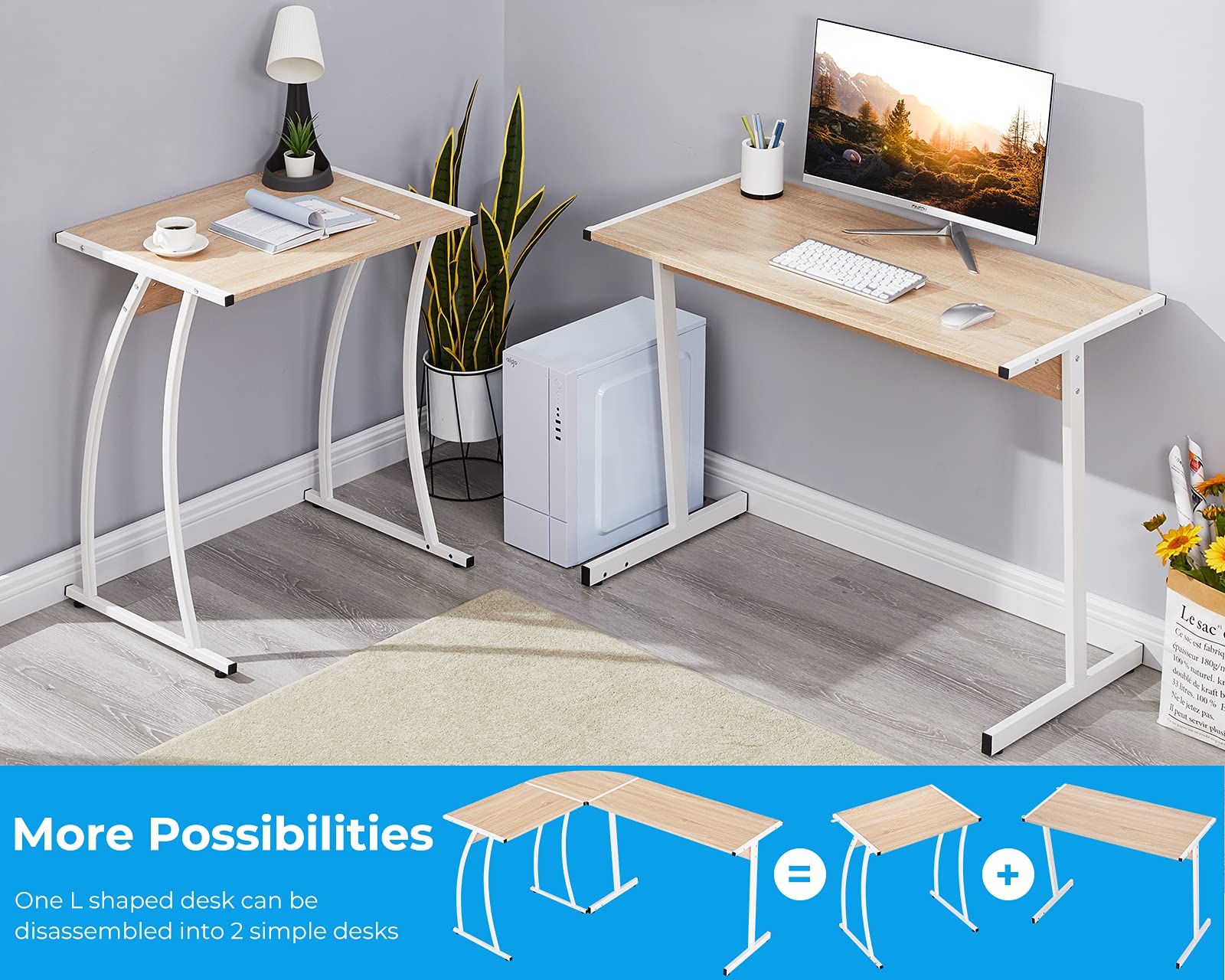 GreenForest L Shaped Gaming Computer Desk 58.1 inch, LShape Corner