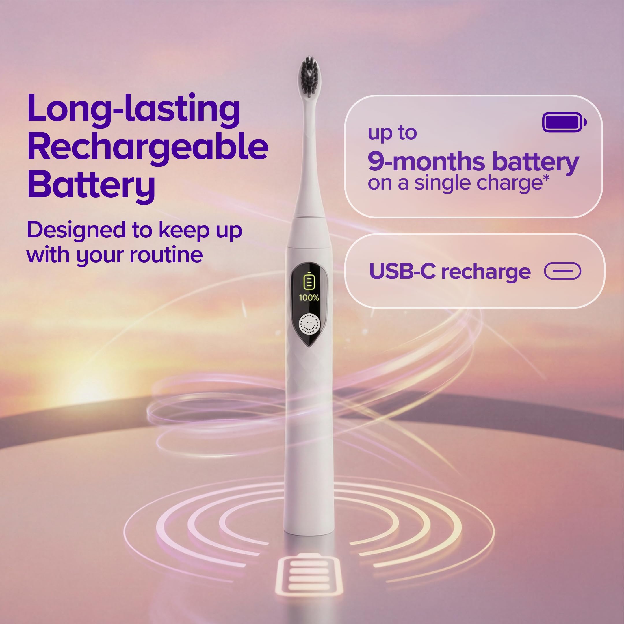 Burst Cepillo de dientes sónico Pro 2.0 para adultos (blanco) | Cepillo de dientes eléctrico con sensor de presión inteligente | Cerdas suaves | 5 modos/sistema de puntuación refinado | Carga USB-C |