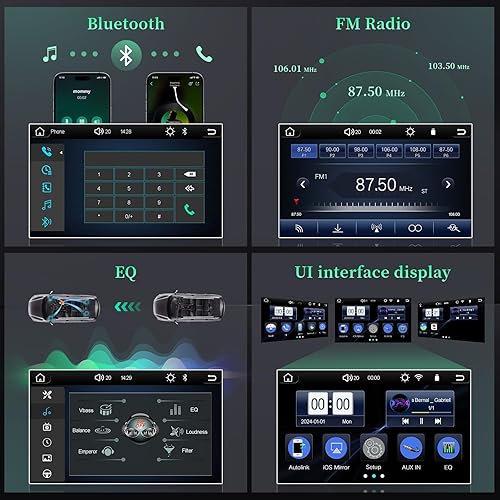 Miniatura 3 de Estable Estéreo de coche de doble DIN con Apple CarPlay inalámbrico y Android Auto, receptor de audio de coche con pantalla táctil de 7 pulgadas con