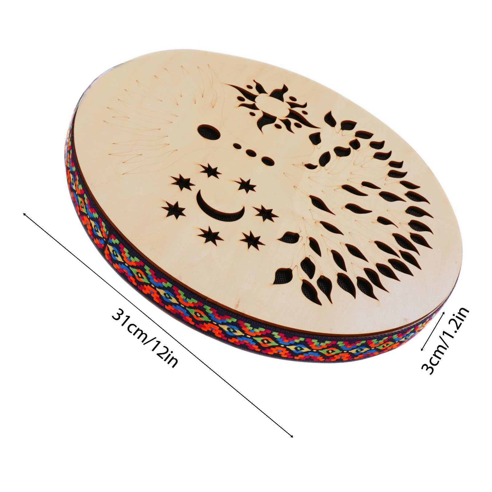 Tamburo oceanico in legno da 30,5 cm, tamburo onomatopeico, strumento a percussione etnica per musica onomatopeica, tamburo in legno di betulla per accompagnamento alle esibizioni (albero